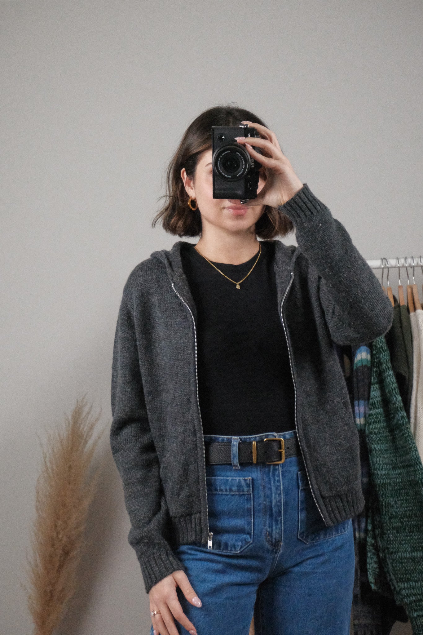 Vintage x Wool Blend Zip Up Hoodie (M)