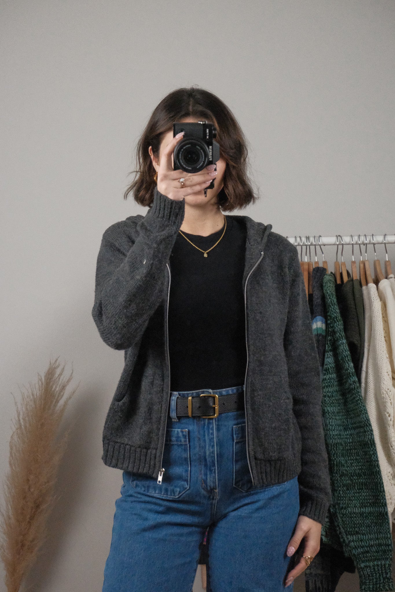 Vintage x Wool Blend Zip Up Hoodie (M)