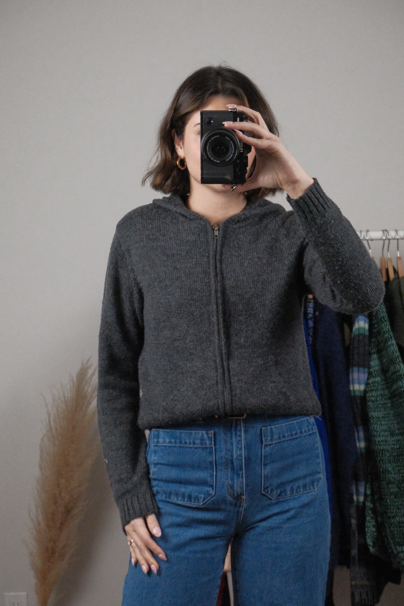 Vintage x Wool Blend Zip Up Hoodie (M)
