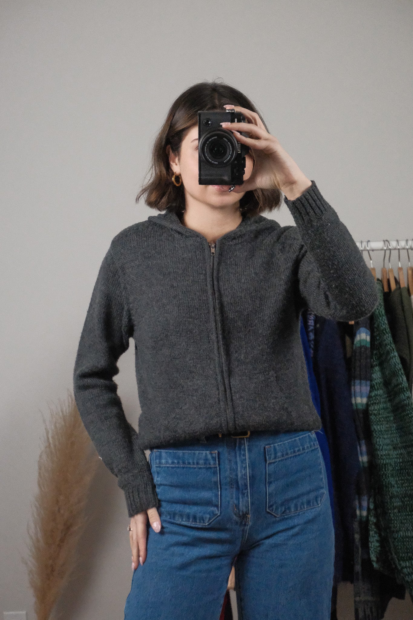 Vintage x Wool Blend Zip Up Hoodie (M)