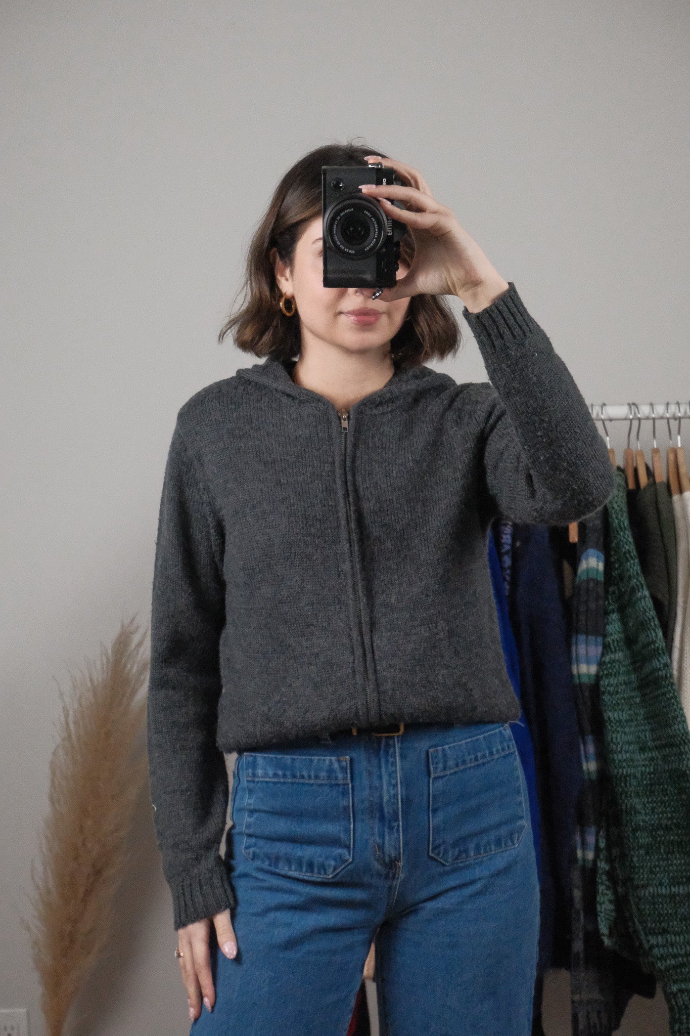 Vintage x Wool Blend Zip Up Hoodie (M)