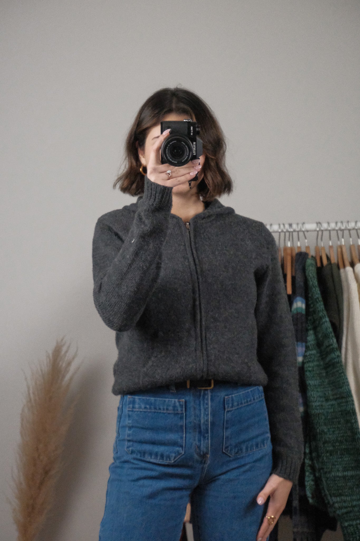 Vintage x Wool Blend Zip Up Hoodie (M)