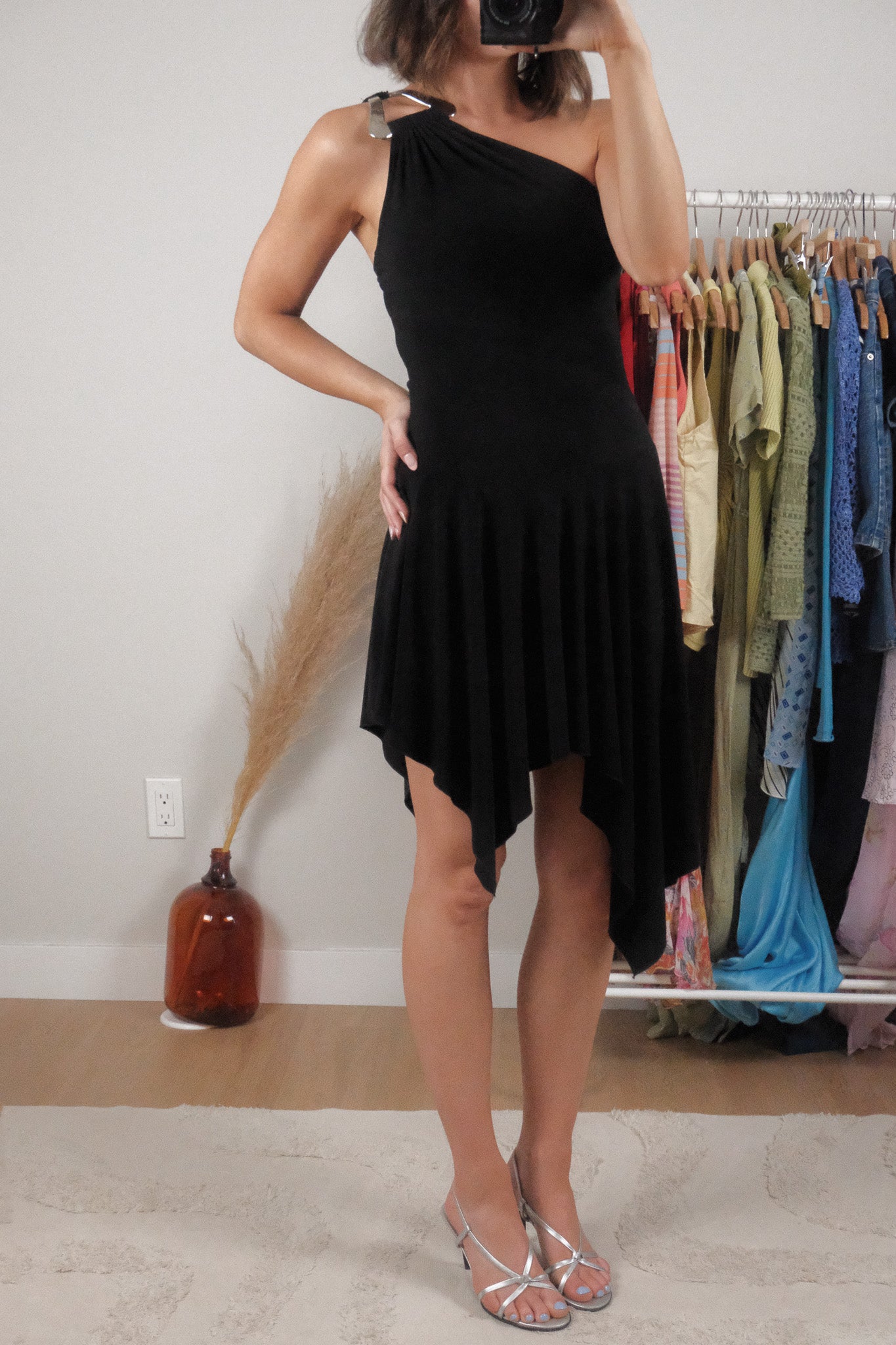 Made in USA x Vintage x Asymmetrical Midi Dress (S/M)