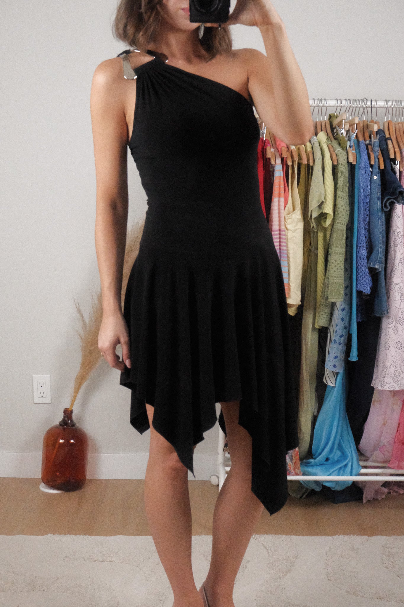 Made in USA x Vintage x Asymmetrical Midi Dress (S/M)
