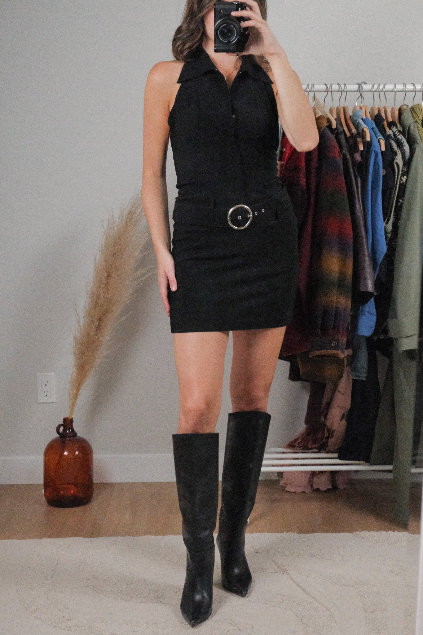 Made in USA x Vintage x Belted Halter Mini Dress (4/6)