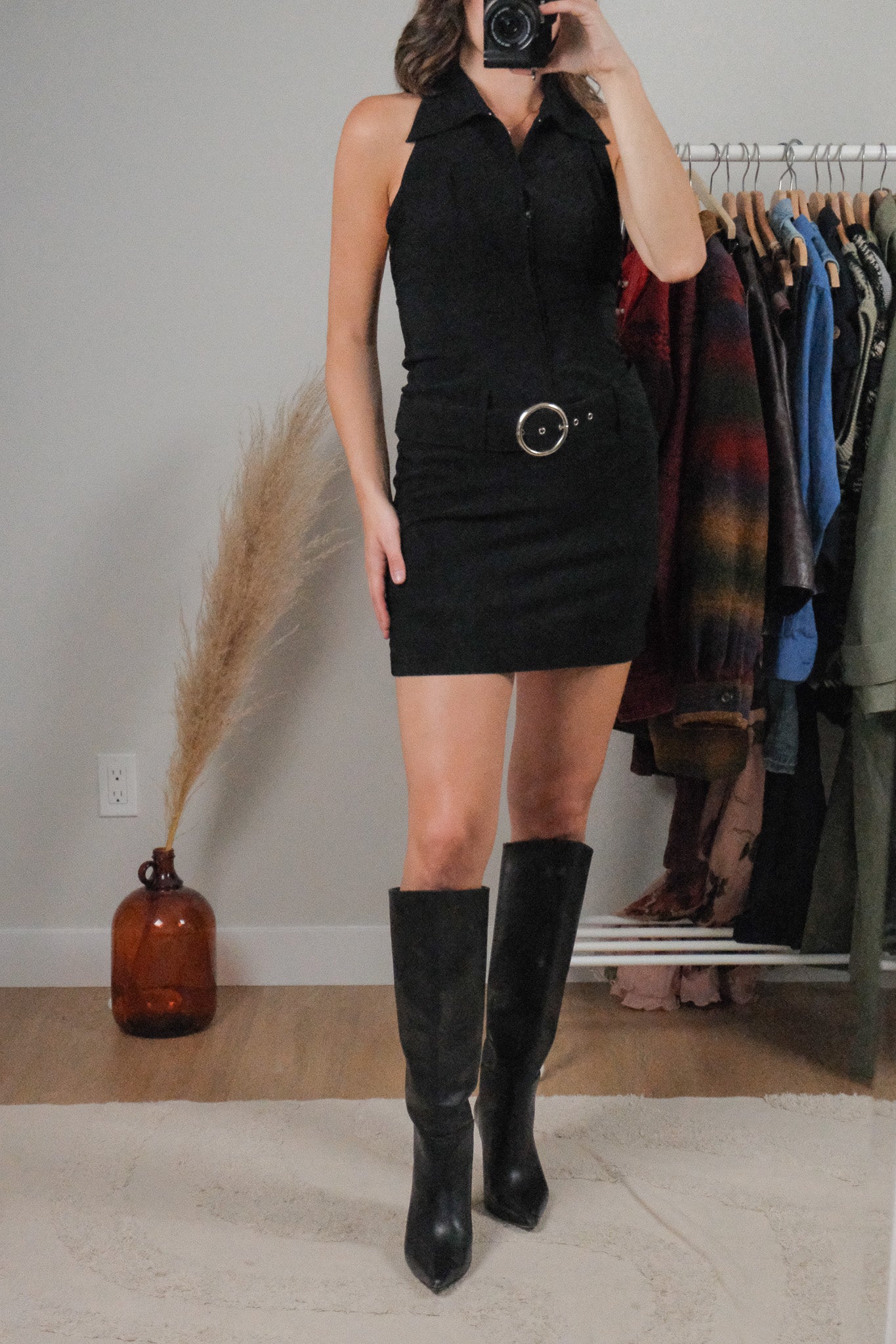 Made in USA x Vintage x Belted Halter Mini Dress (4/6)