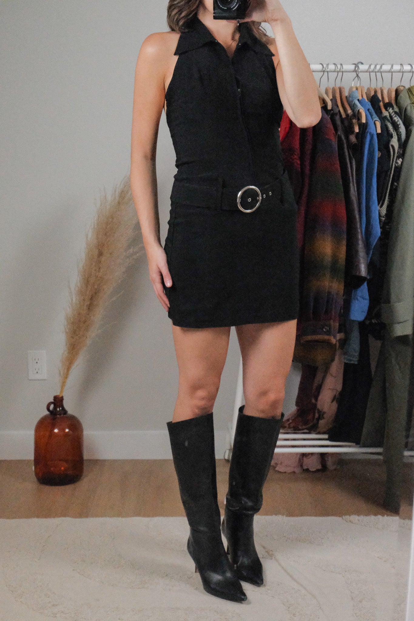 Made in USA x Vintage x Belted Halter Mini Dress (4/6)