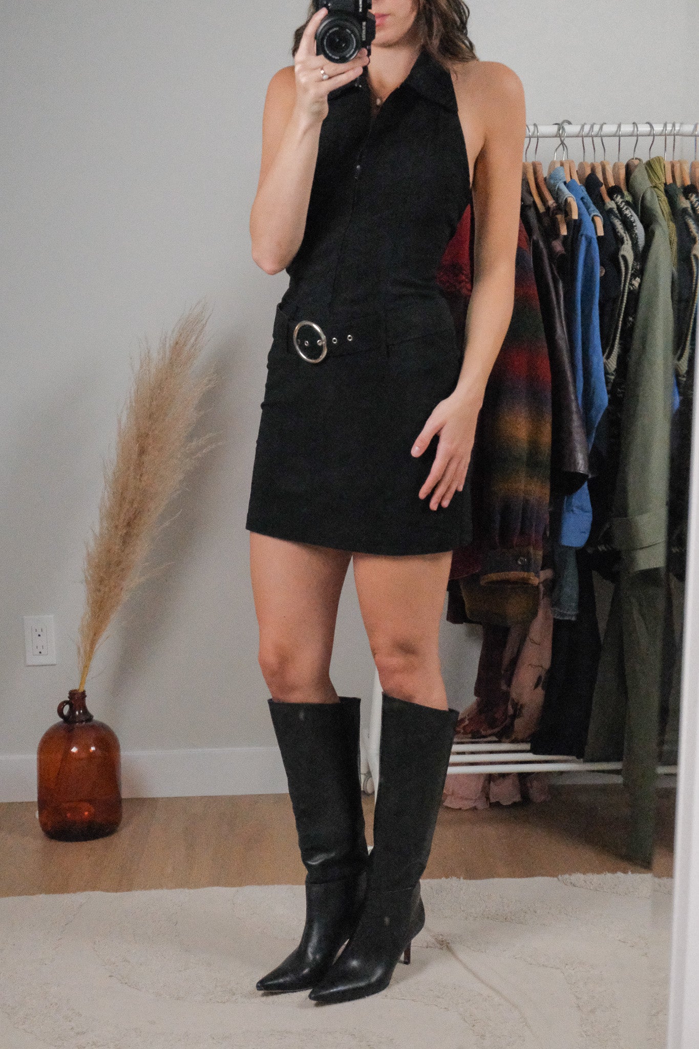 Made in USA x Vintage x Belted Halter Mini Dress (4/6)