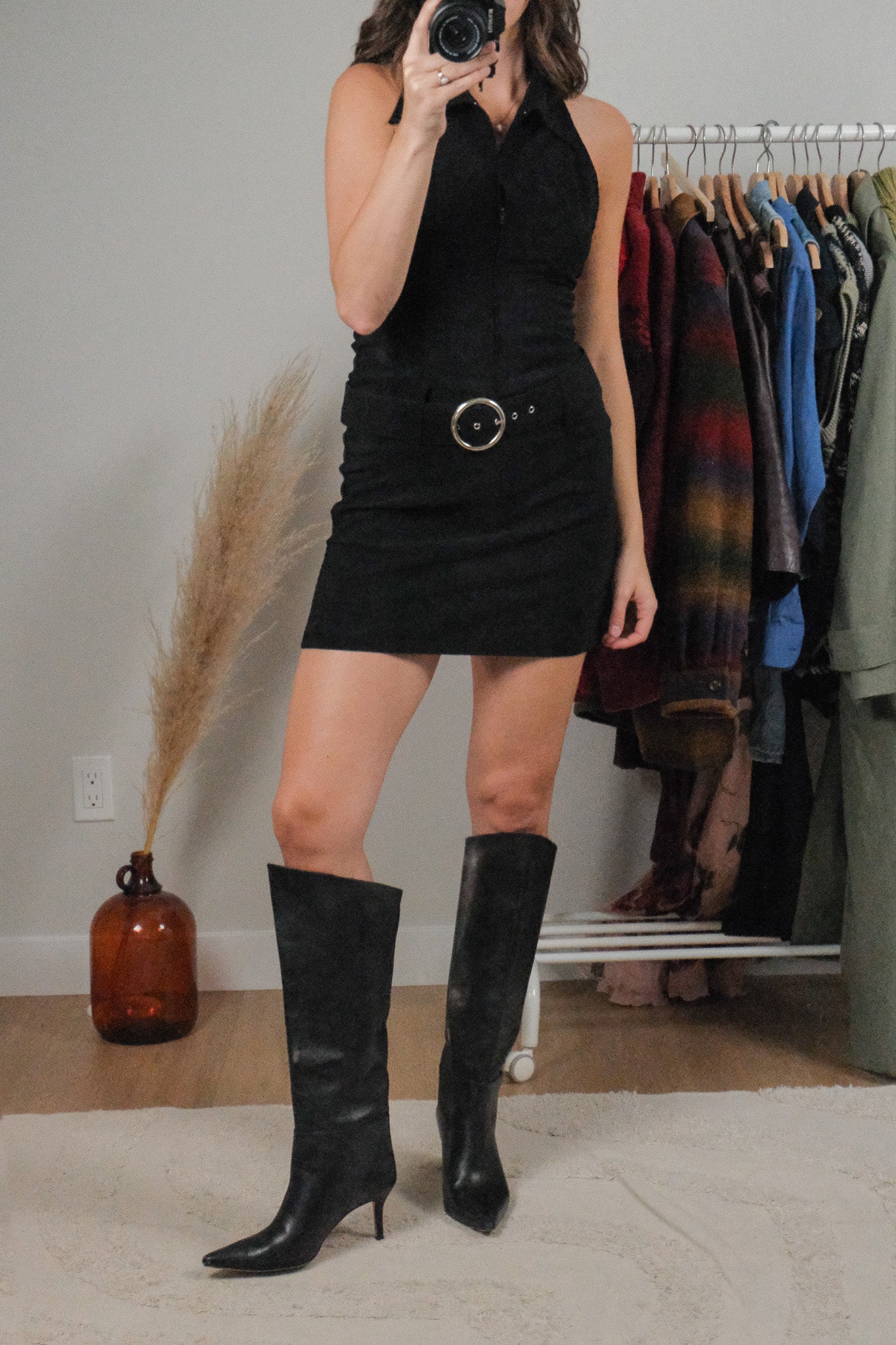 Made in USA x Vintage x Belted Halter Mini Dress (4/6)
