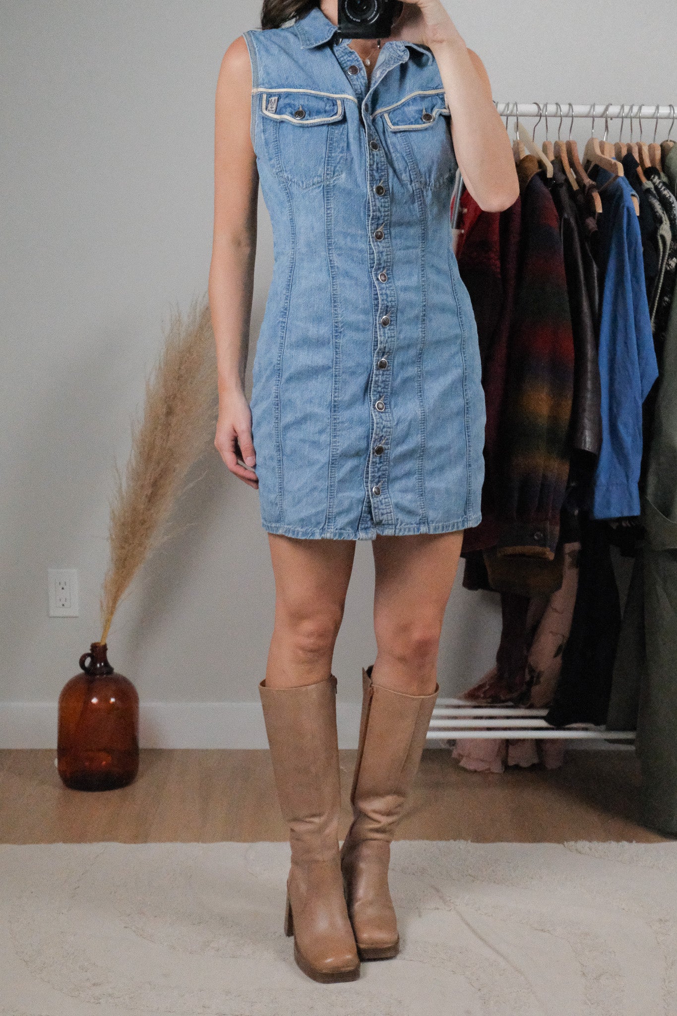 Made in Canada x Vintage x Denim Button Dress (S)