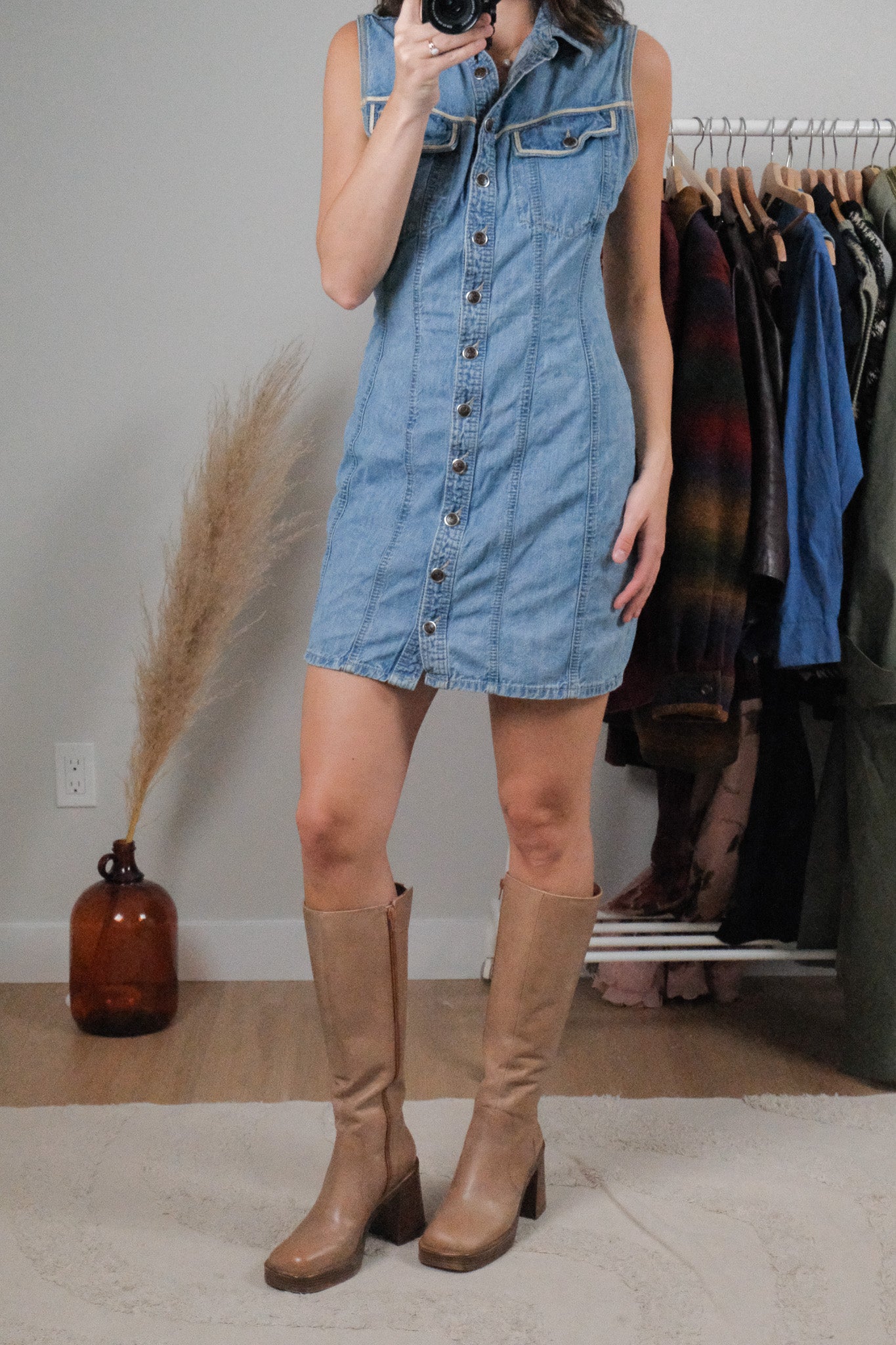 Made in Canada x Vintage x Denim Button Dress (S)