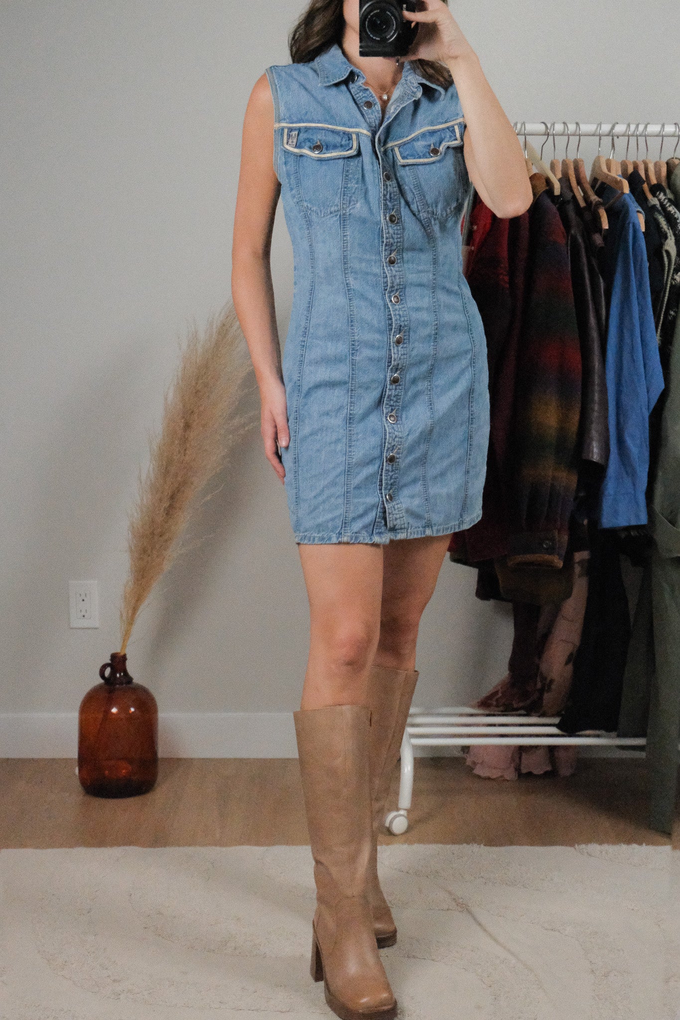 Made in Canada x Vintage x Denim Button Dress (S)