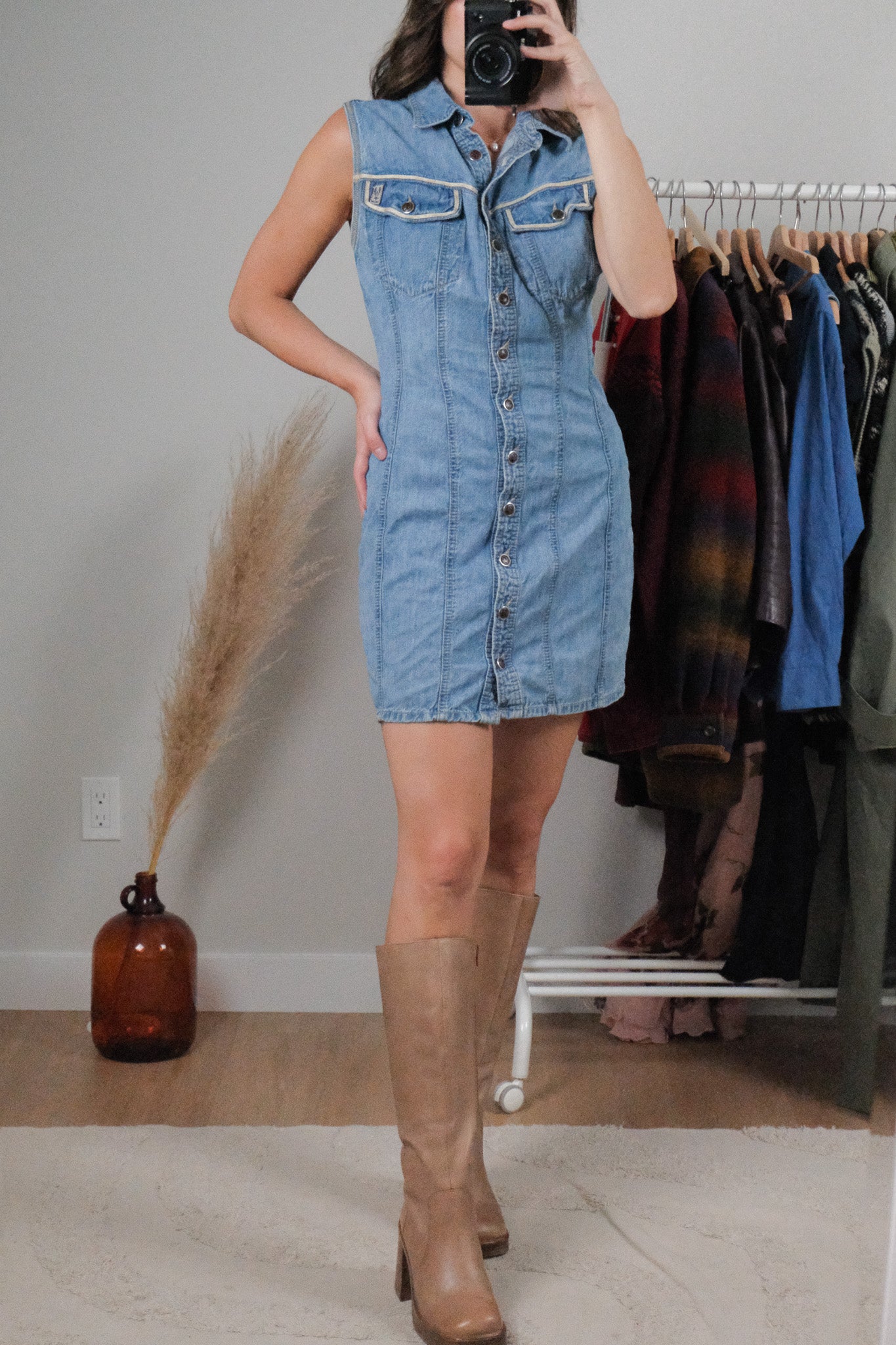 Made in Canada x Vintage x Denim Button Dress (S)