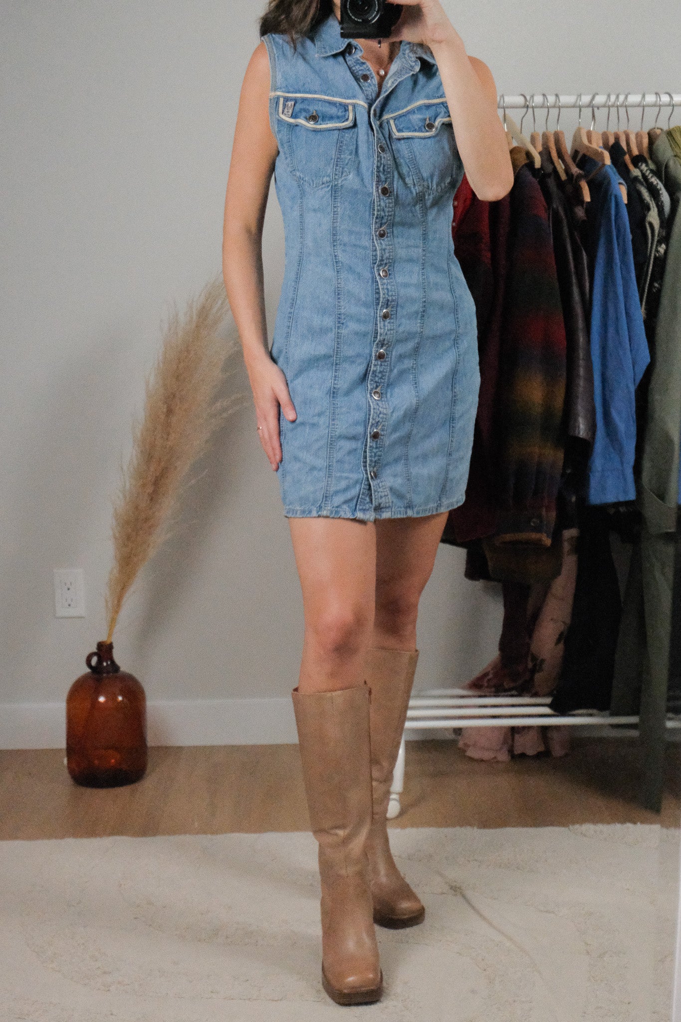 Made in Canada x Vintage x Denim Button Dress (S)