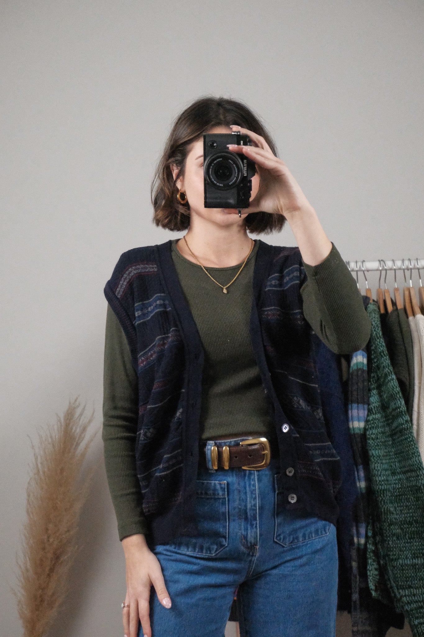 Made in Italy x Vintage x Wool Textured/Patterned Vest (M)