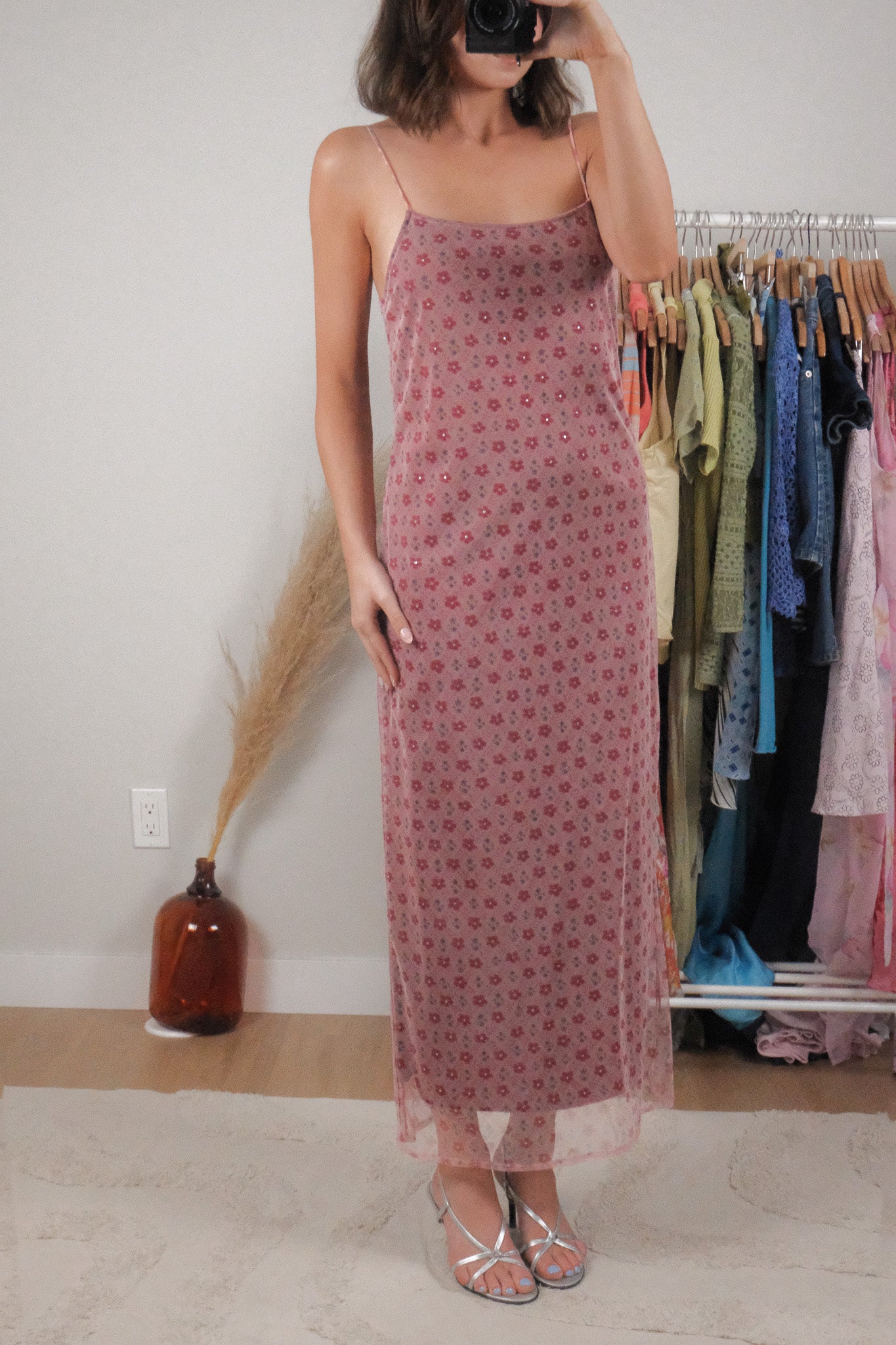 Vintage x Micromesh Flower Maxi Dress (L)