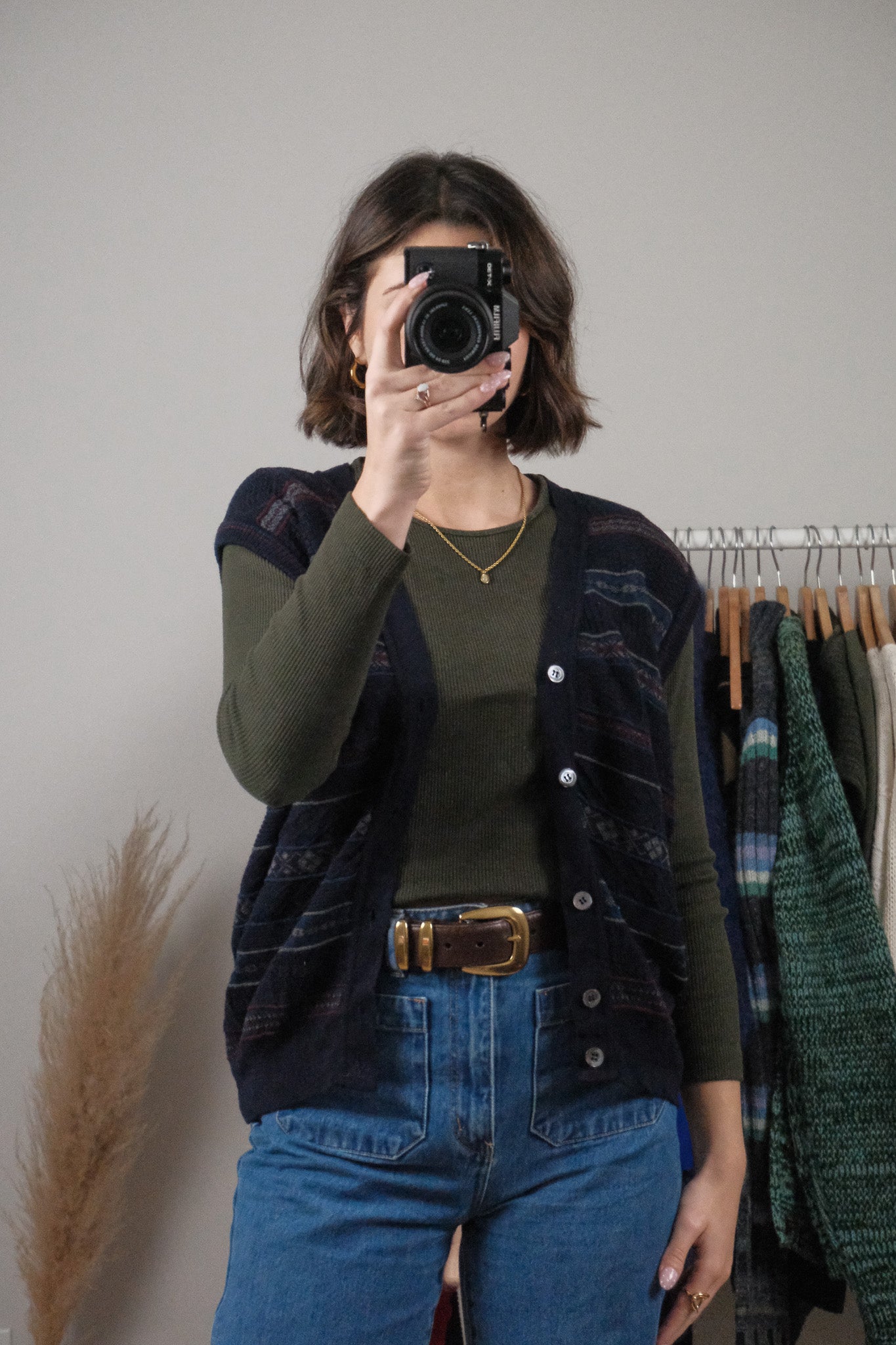 Made in Italy x Vintage x Wool Textured/Patterned Vest (M)