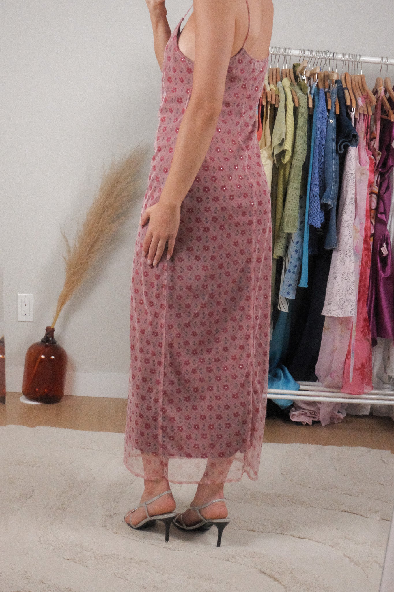 Vintage x Micromesh Flower Maxi Dress (L)