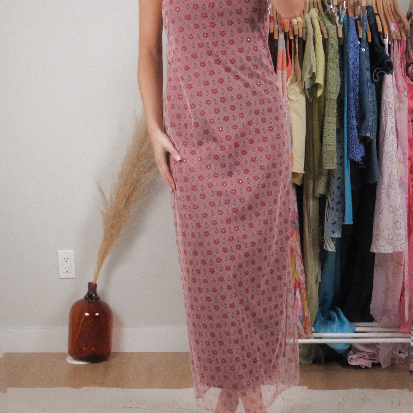 Vintage x Micromesh Flower Maxi Dress (L)