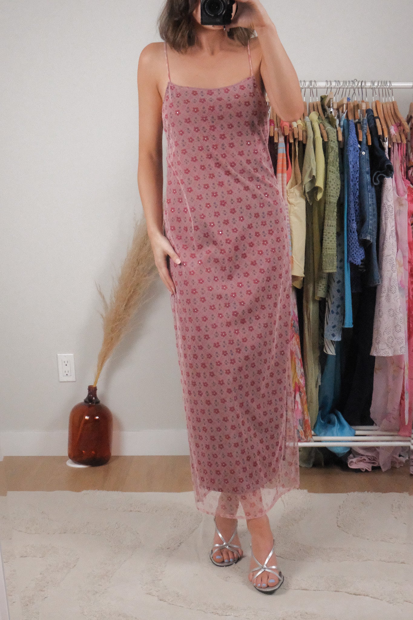 Vintage x Micromesh Flower Maxi Dress (L)