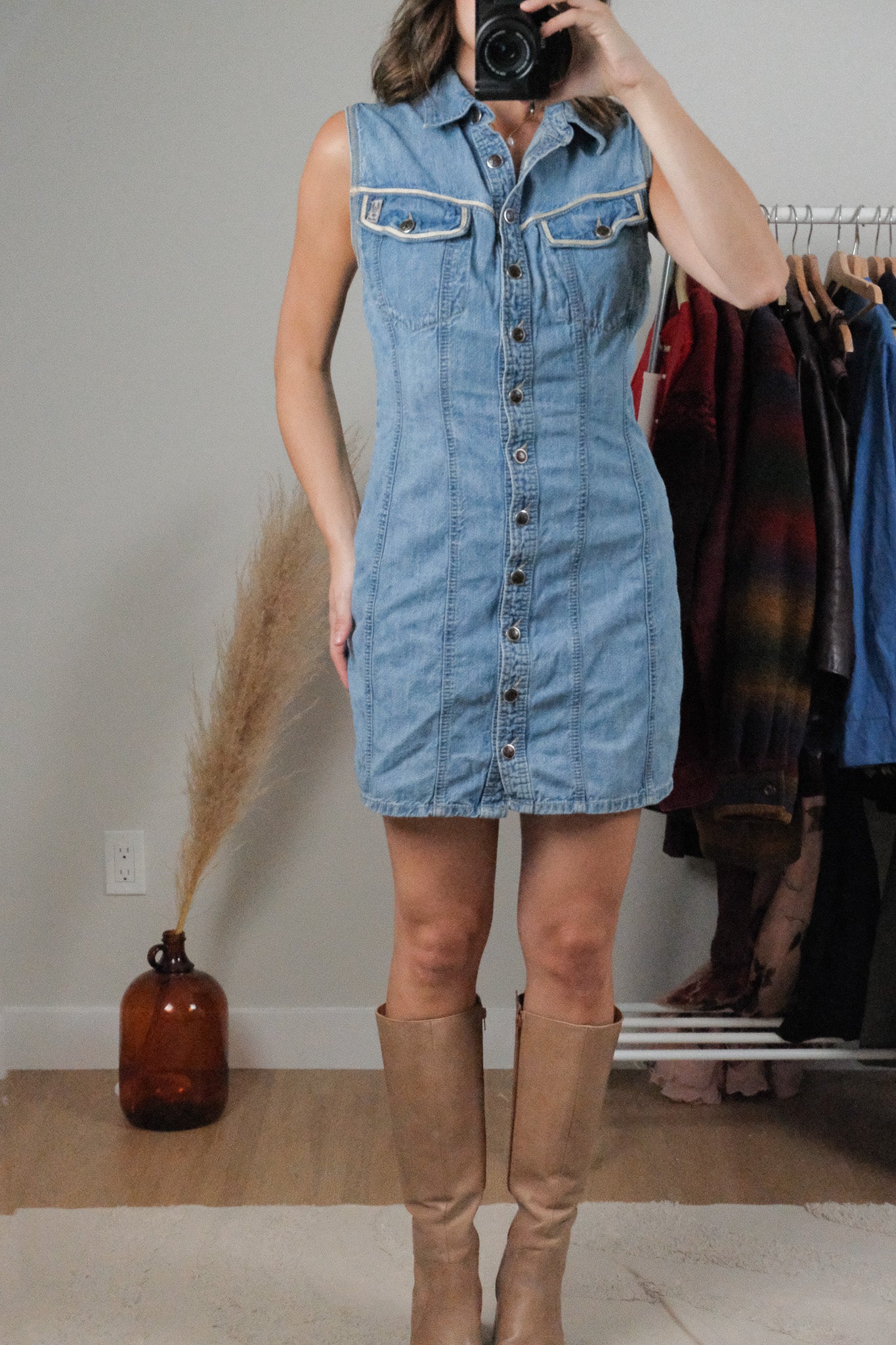 Made in Canada x Vintage x Denim Button Dress (S)