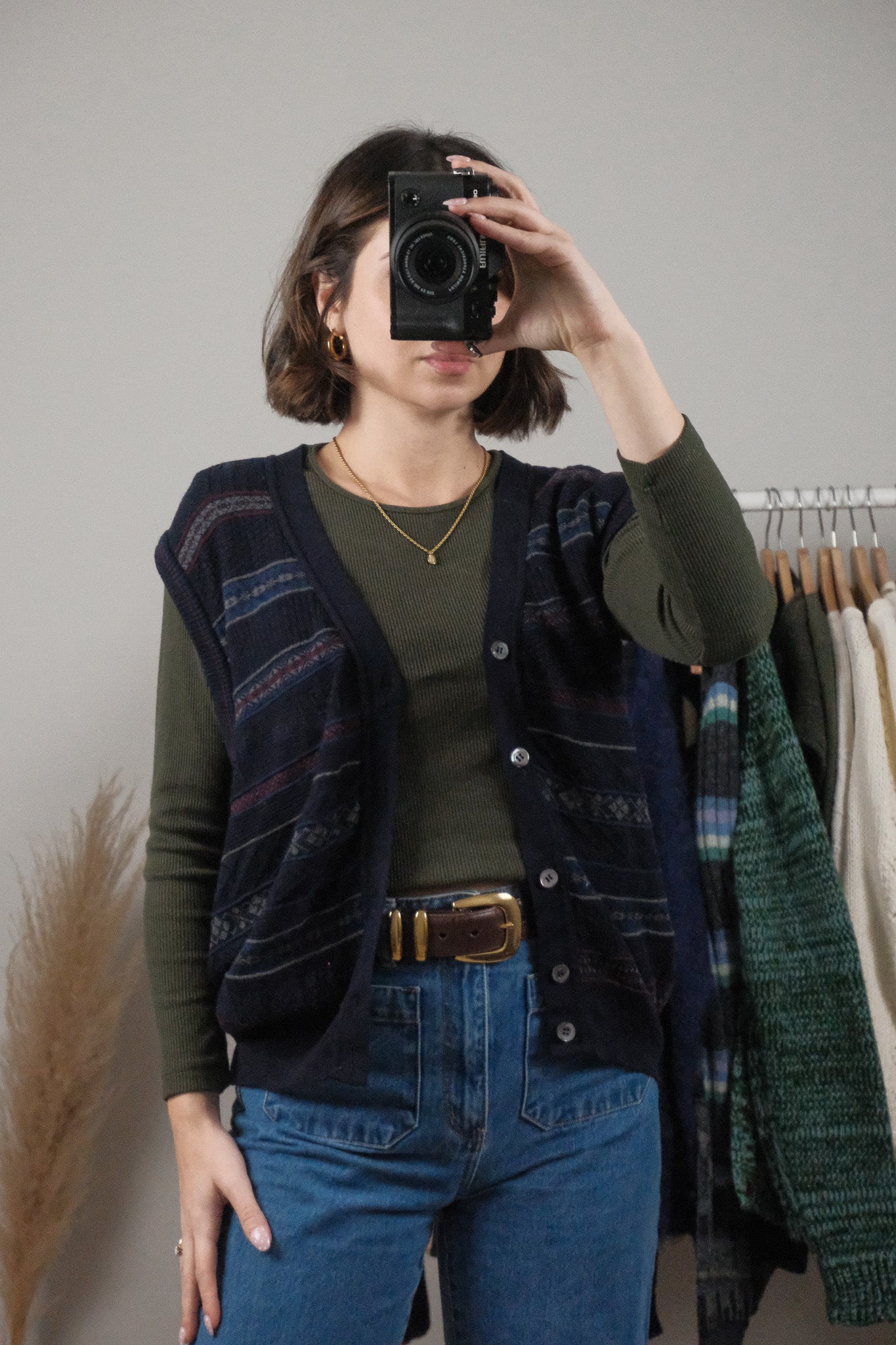 Made in Italy x Vintage x Wool Textured/Patterned Vest (M)