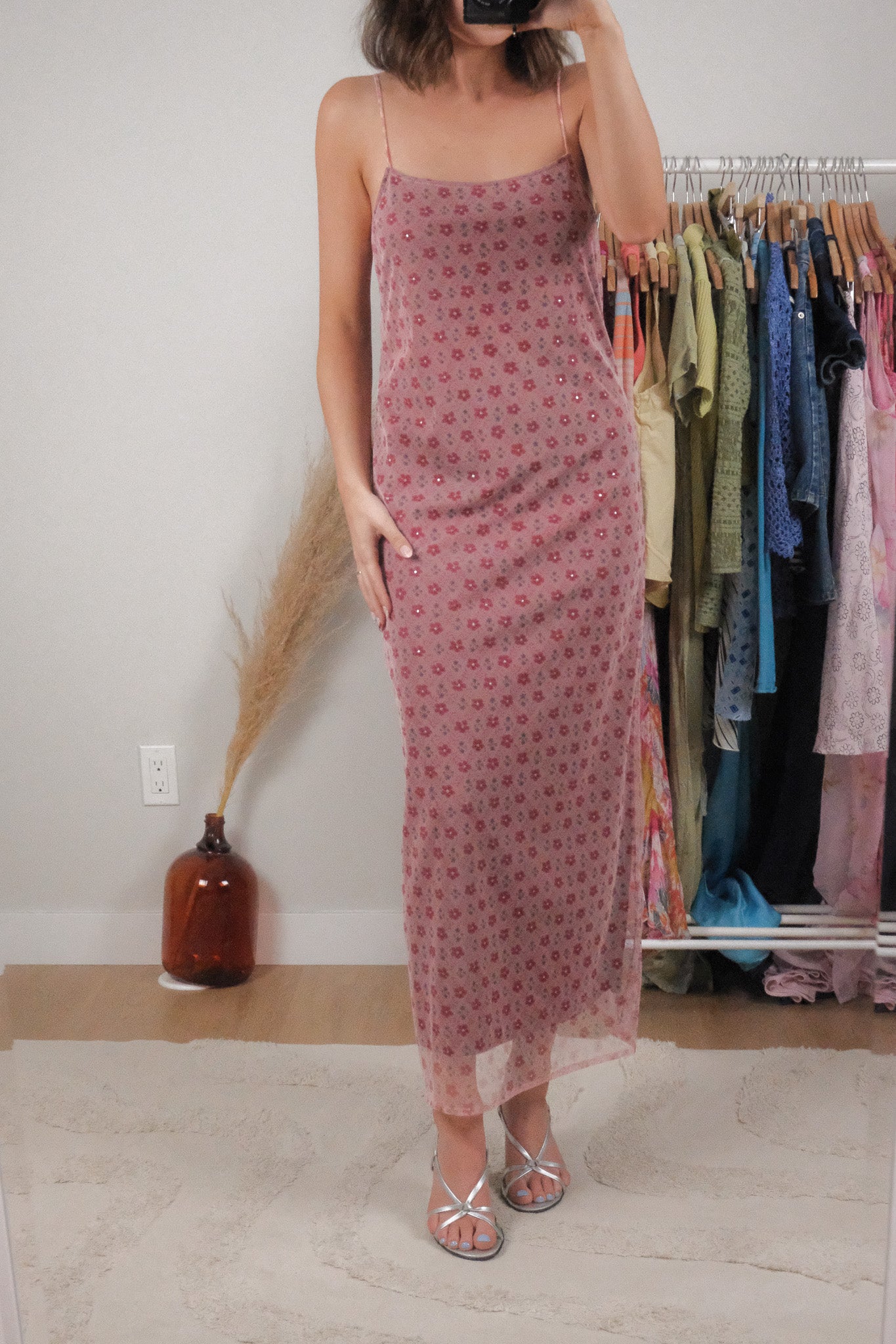 Vintage x Micromesh Flower Maxi Dress (L)