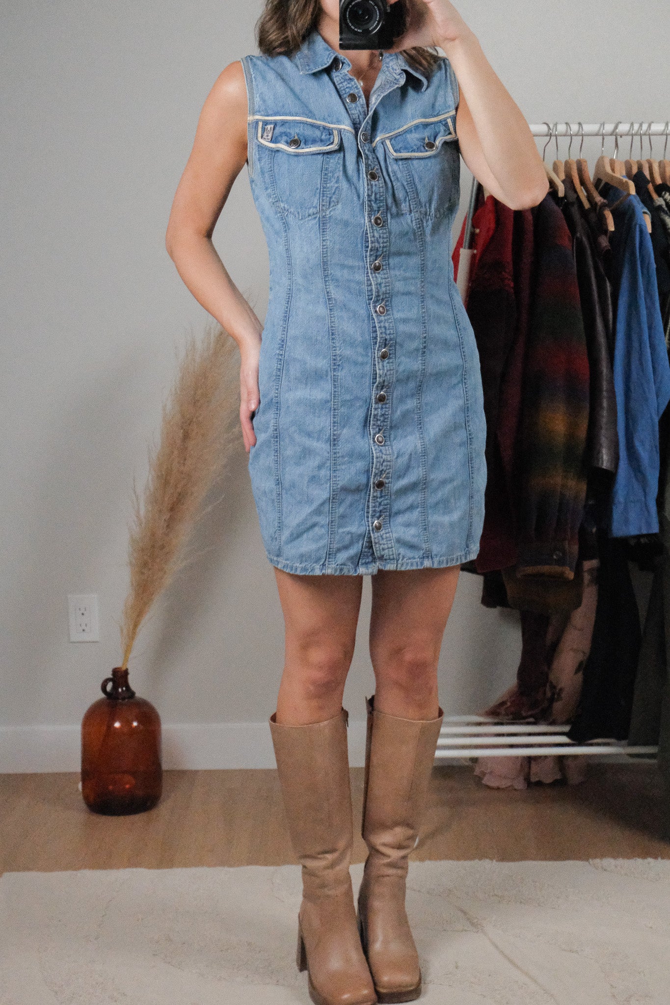 Made in Canada x Vintage x Denim Button Dress (S)