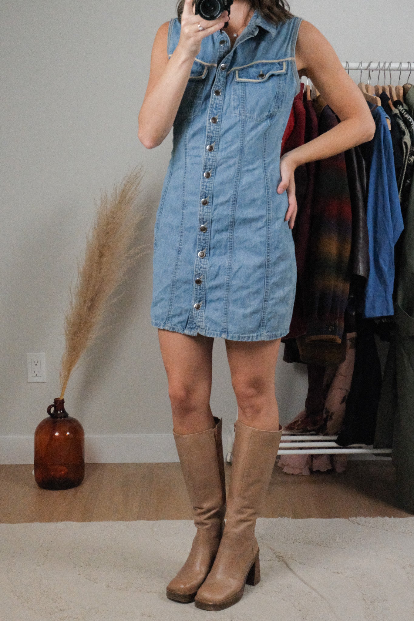 Made in Canada x Vintage x Denim Button Dress (S)