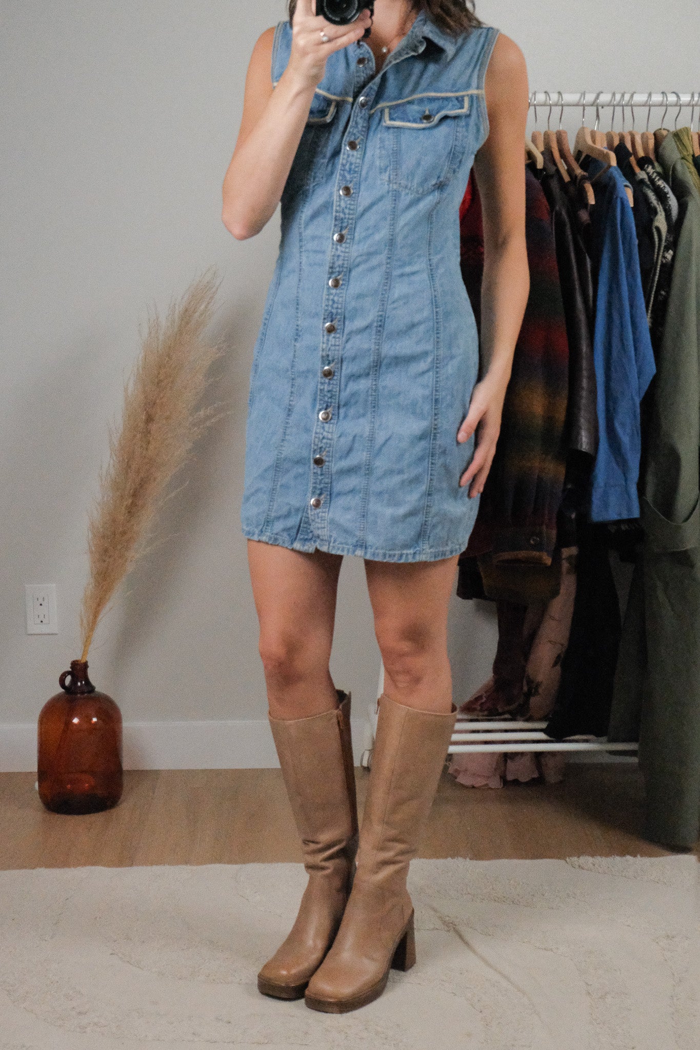 Made in Canada x Vintage x Denim Button Dress (S)