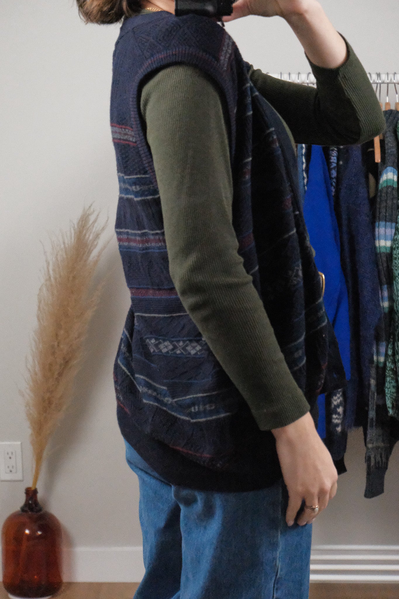 Made in Italy x Vintage x Wool Textured/Patterned Vest (M)