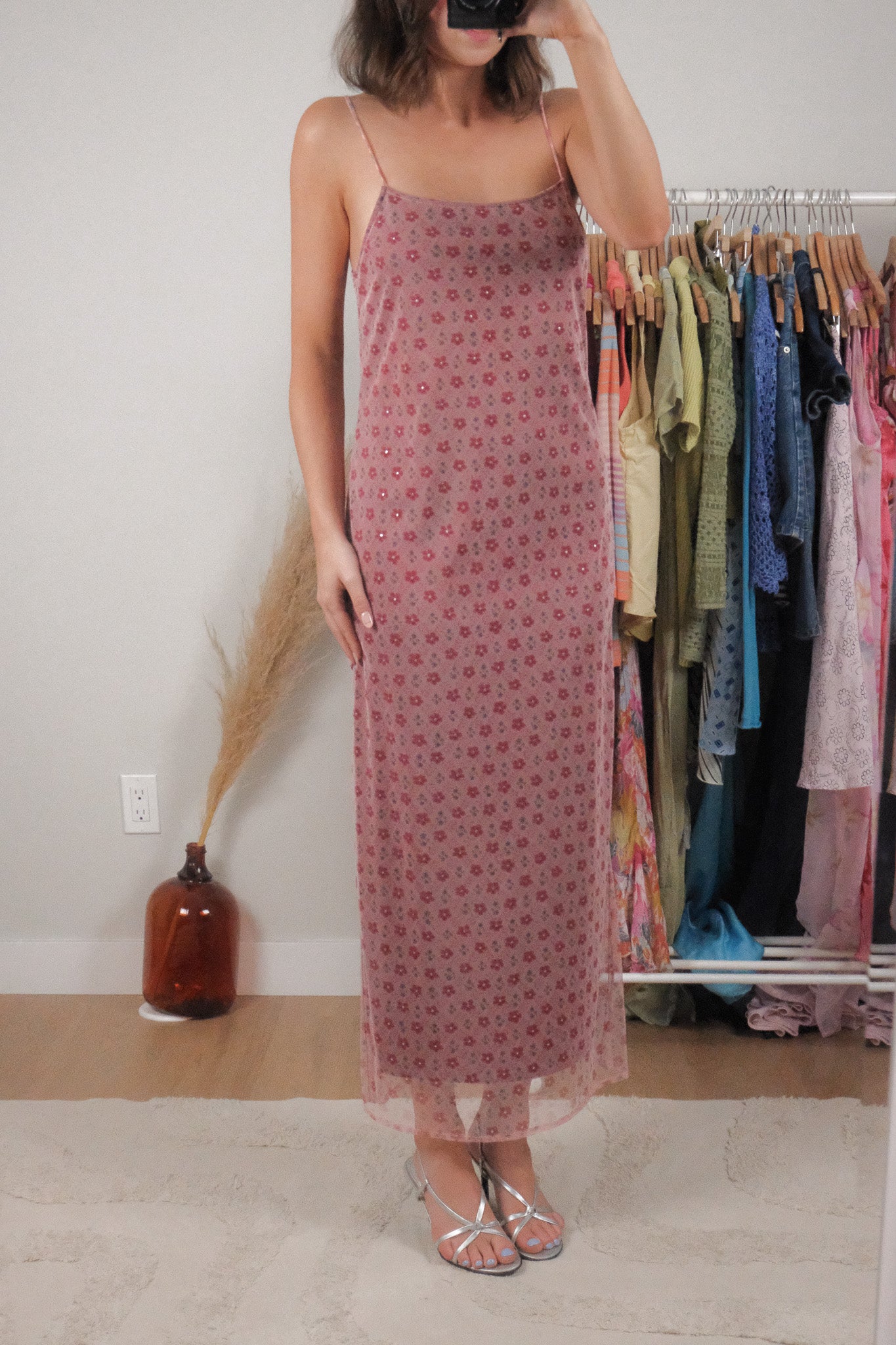 Vintage x Micromesh Flower Maxi Dress (L)