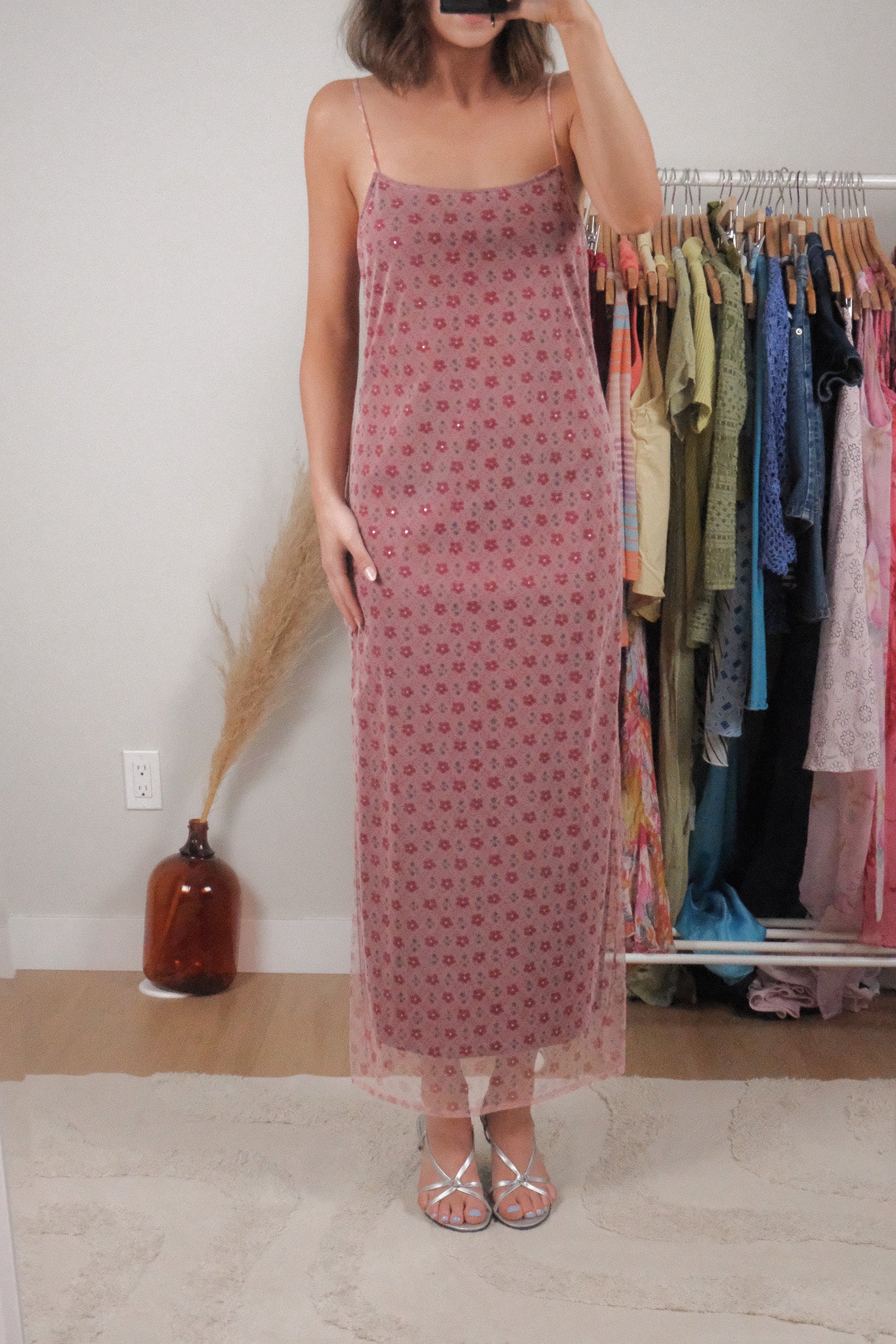 Vintage x Micromesh Flower Maxi Dress (L)