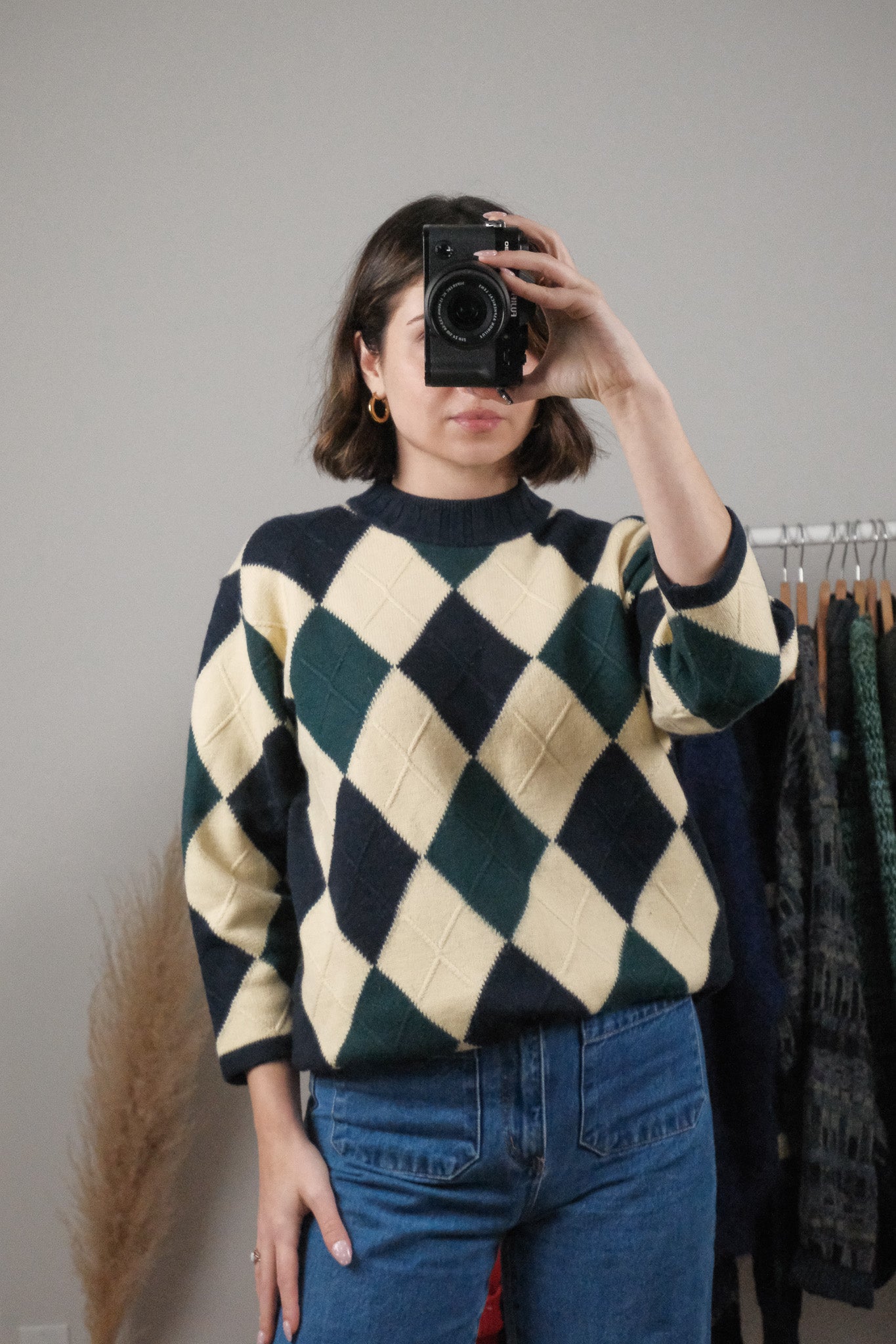 Vintage x Wool Blend Textured Diamond Knit (M)