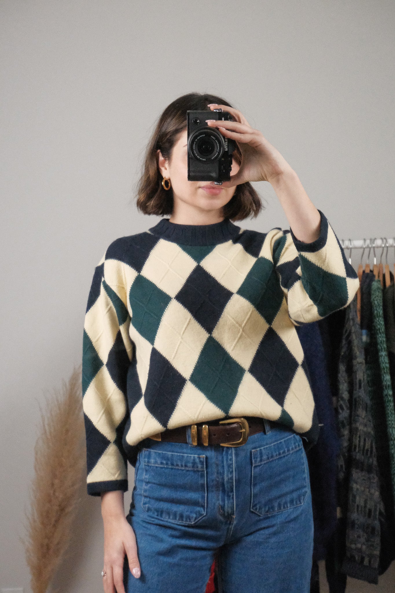 Vintage x Wool Blend Textured Diamond Knit (M)