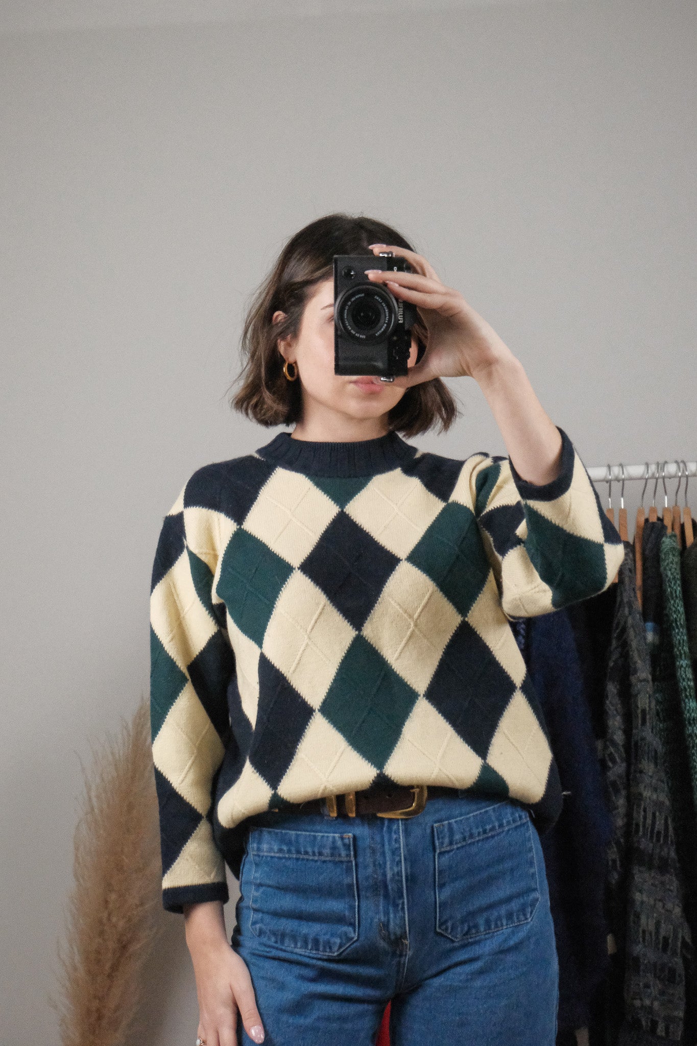 Vintage x Wool Blend Textured Diamond Knit (M)