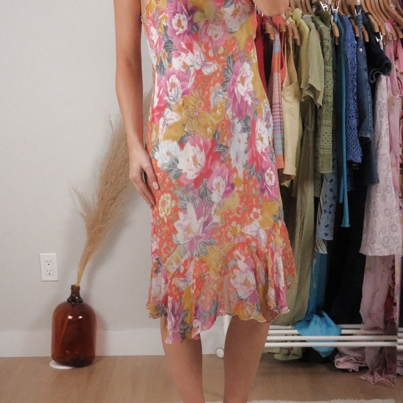 Vintage x Patterned Midi Dress (L)