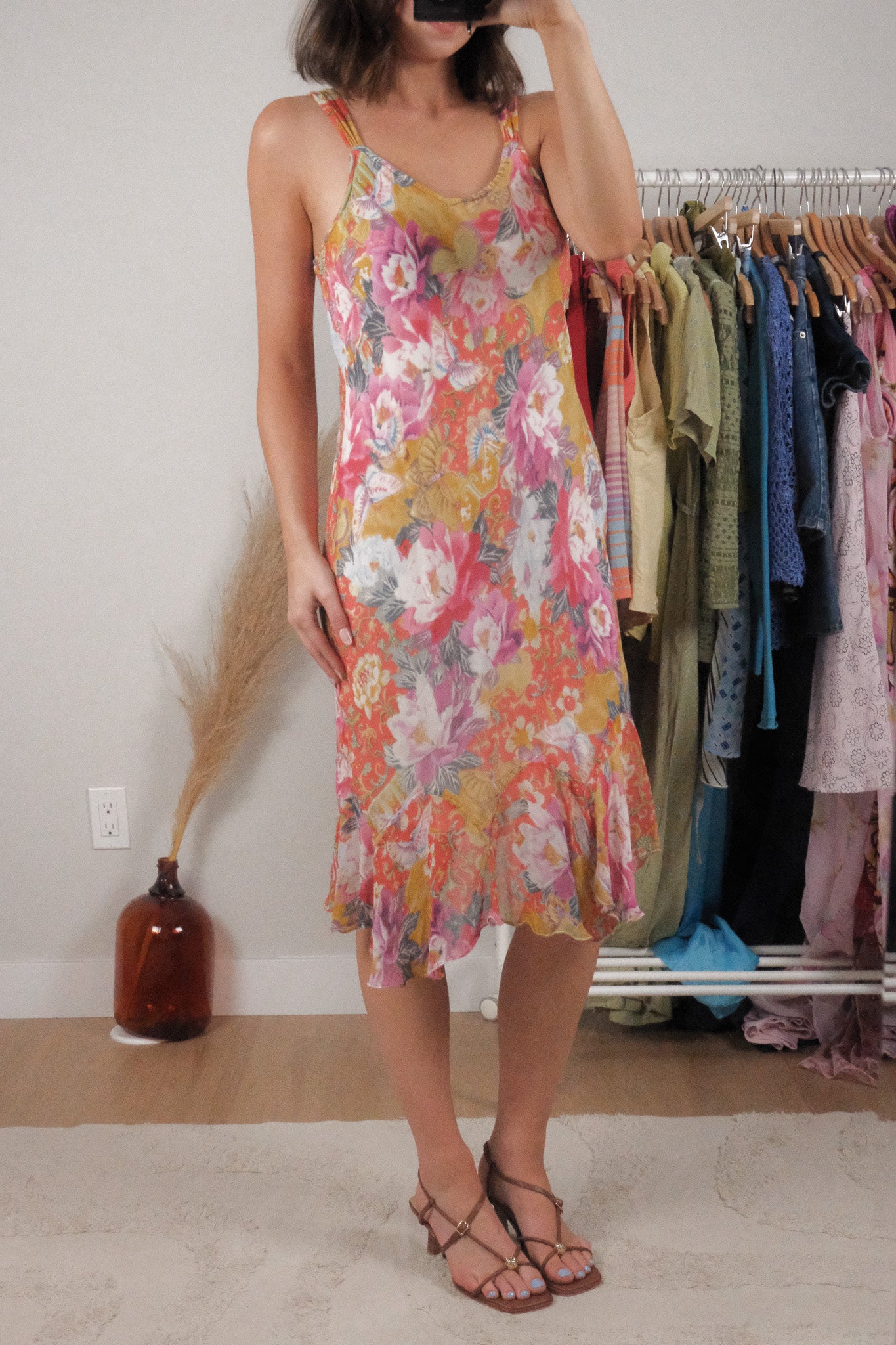 Vintage x Patterned Midi Dress (L)