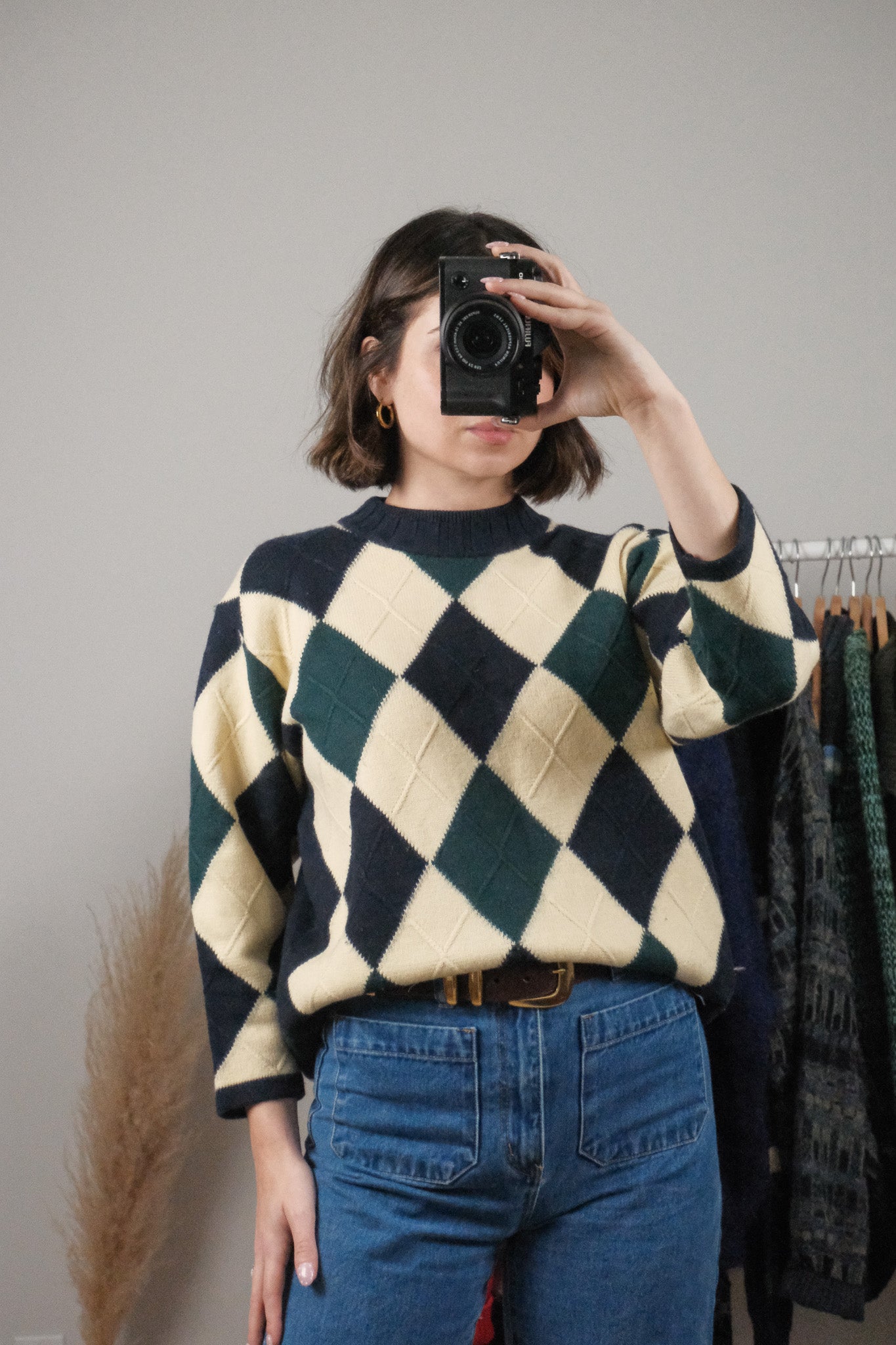 Vintage x Wool Blend Textured Diamond Knit (M)