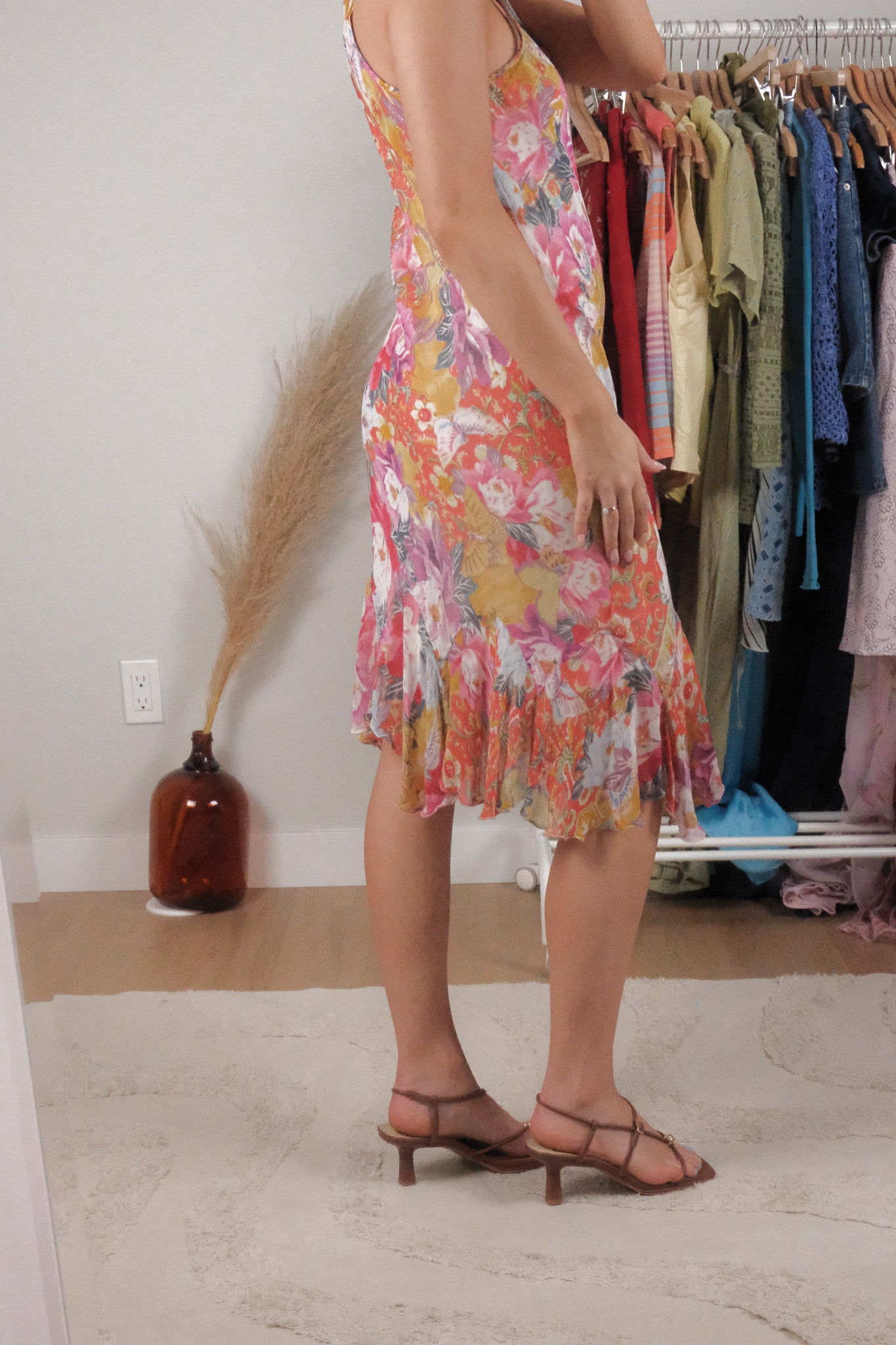 Vintage x Patterned Midi Dress (L)