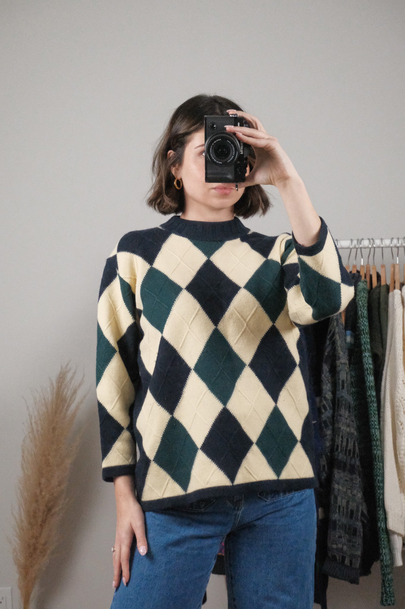 Vintage x Wool Blend Textured Diamond Knit (M)