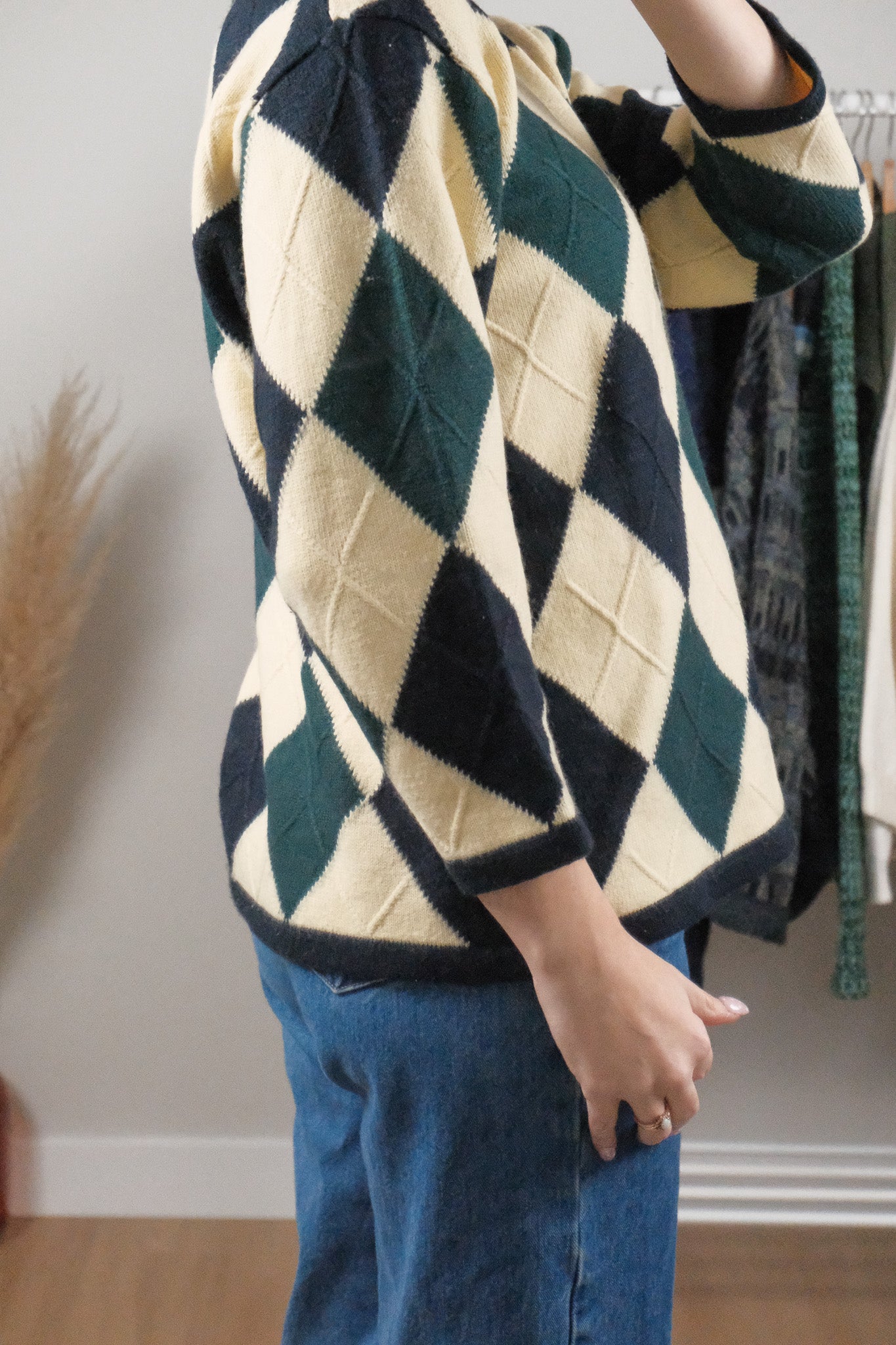 Vintage x Wool Blend Textured Diamond Knit (M)