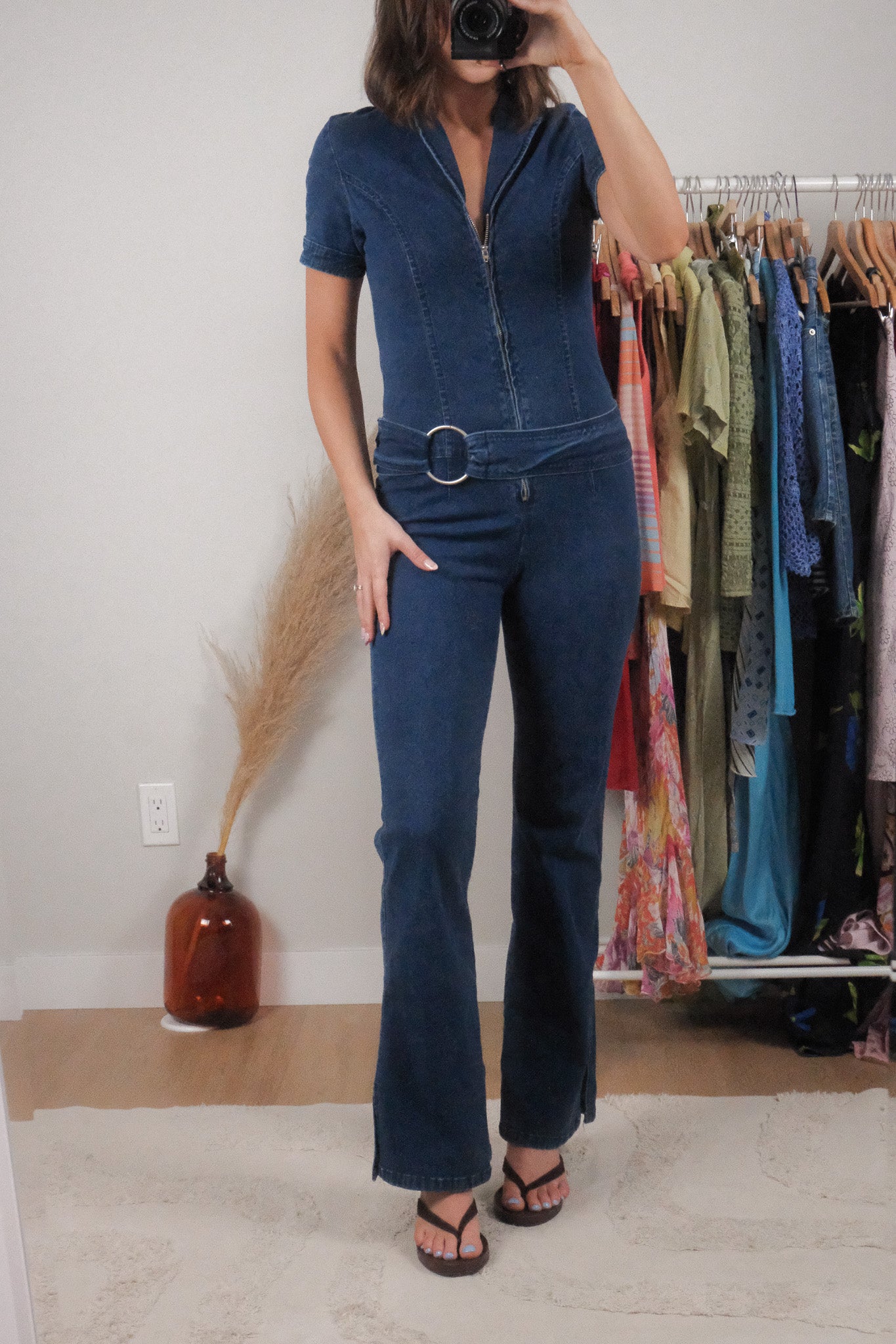 Vintage x Denim Belted Jumpsuit (XS/S)