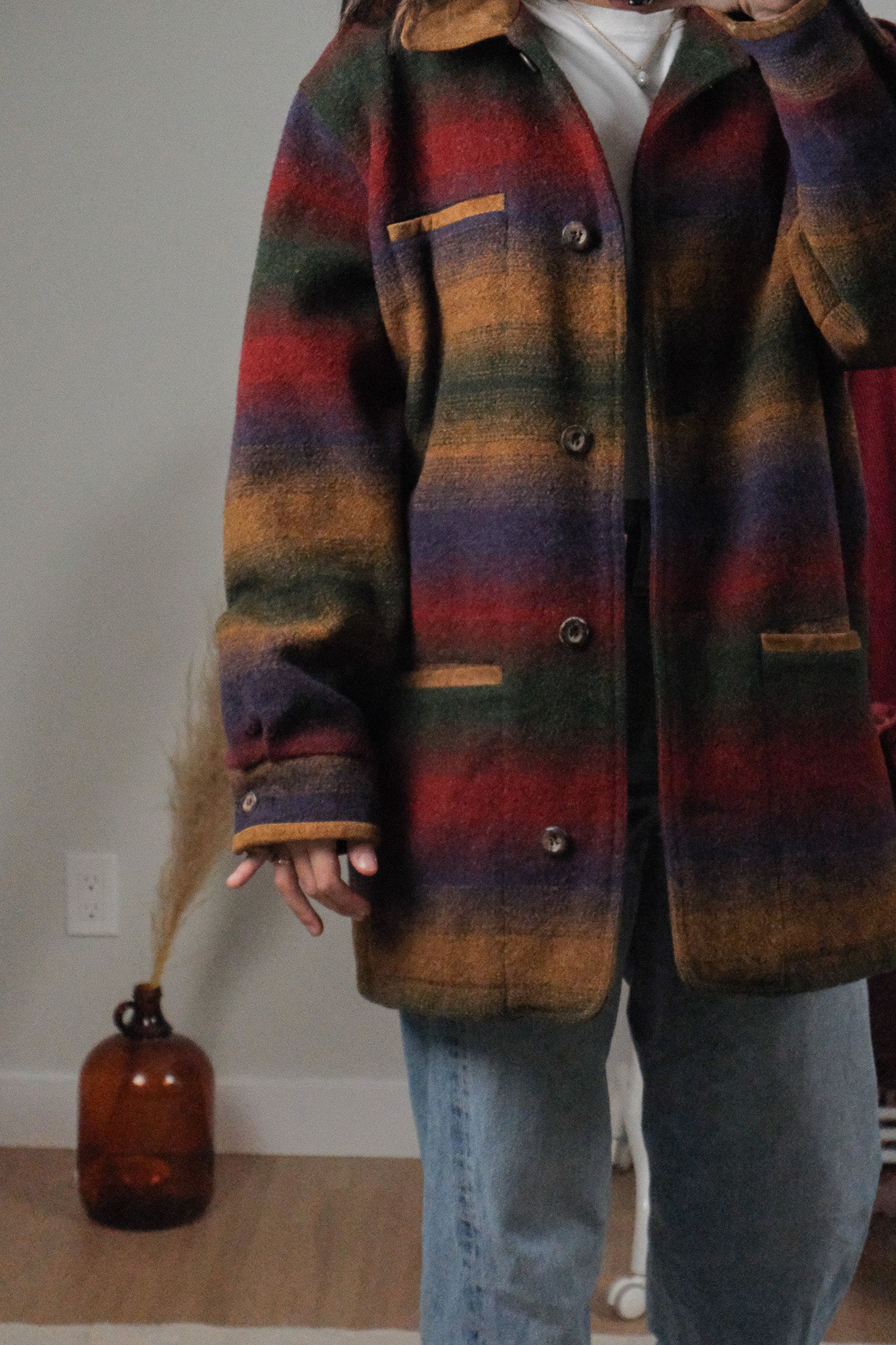 Vintage x 90s Eddie Bauer Wool Blend Multicolour Coat (L)
