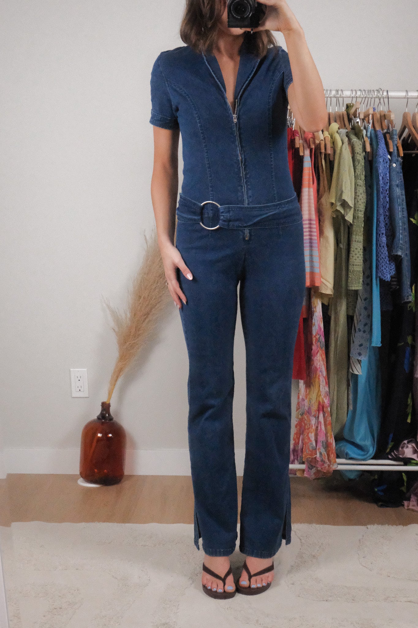 Vintage x Denim Belted Jumpsuit (XS/S)