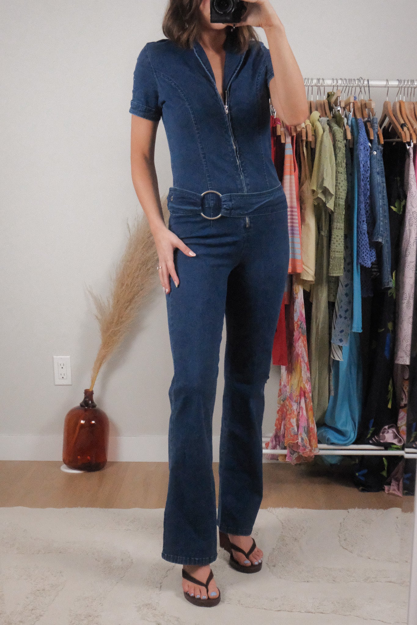 Vintage x Denim Belted Jumpsuit (XS/S)