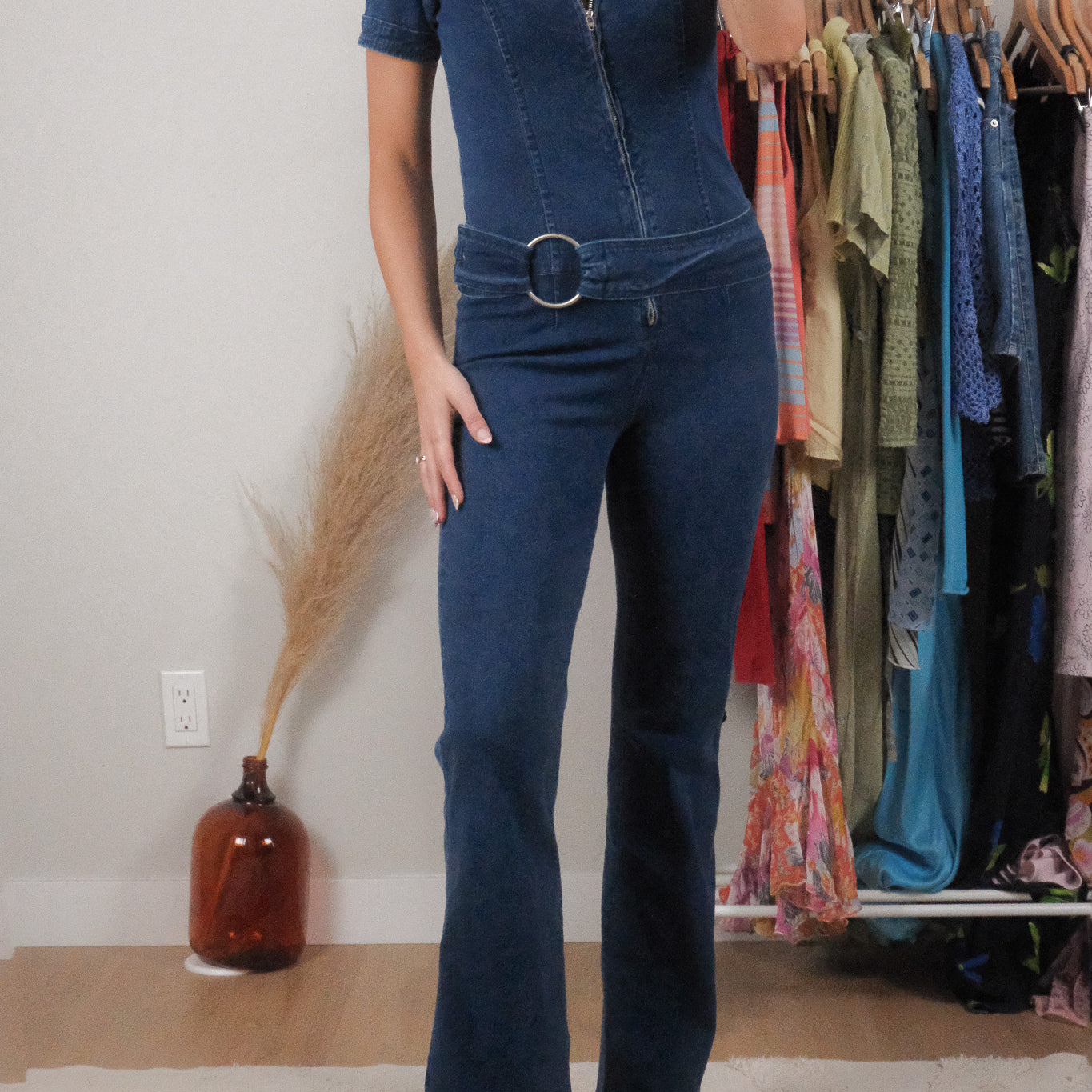 Vintage x Denim Belted Jumpsuit (XS/S)