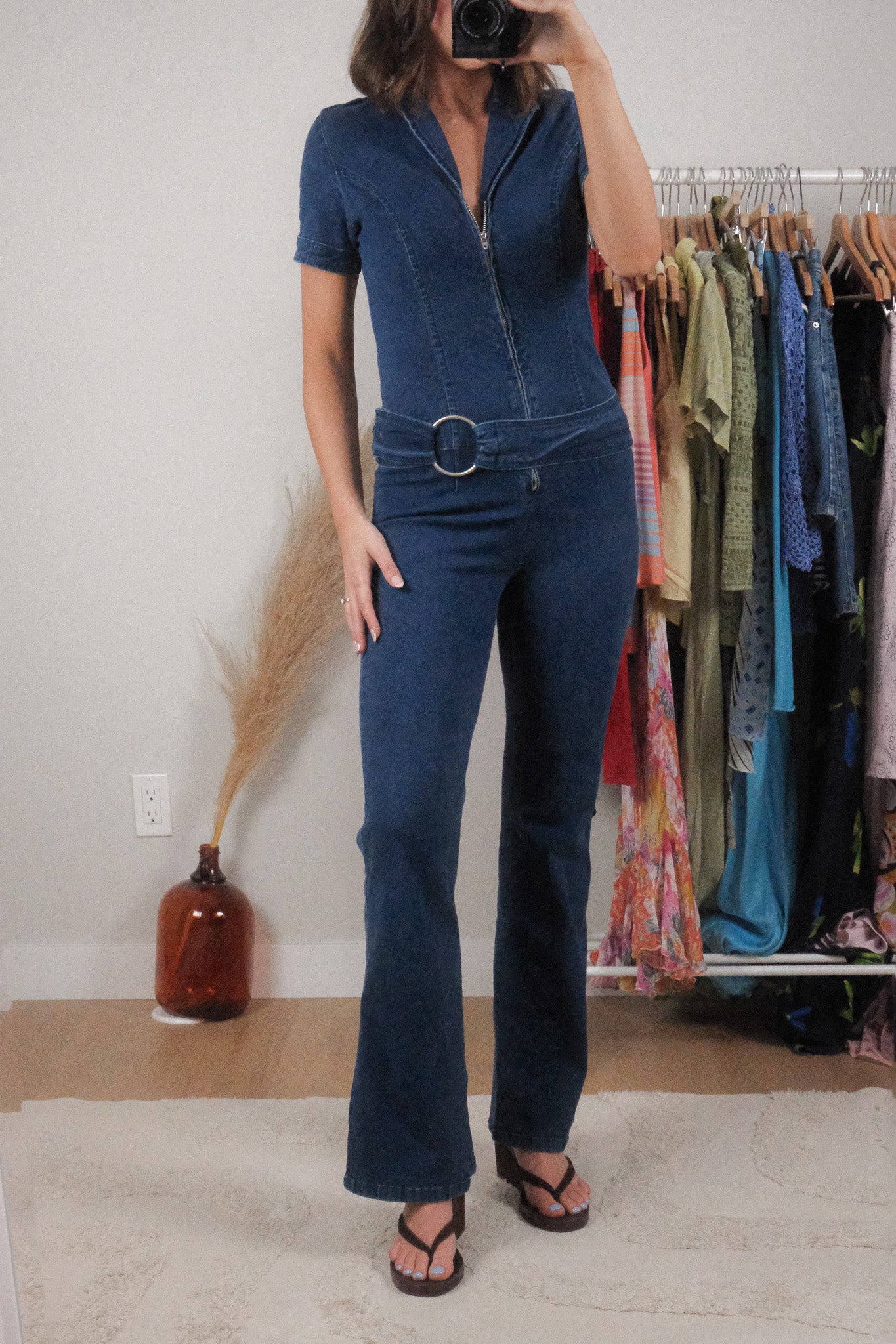 Vintage x Denim Belted Jumpsuit (XS/S)