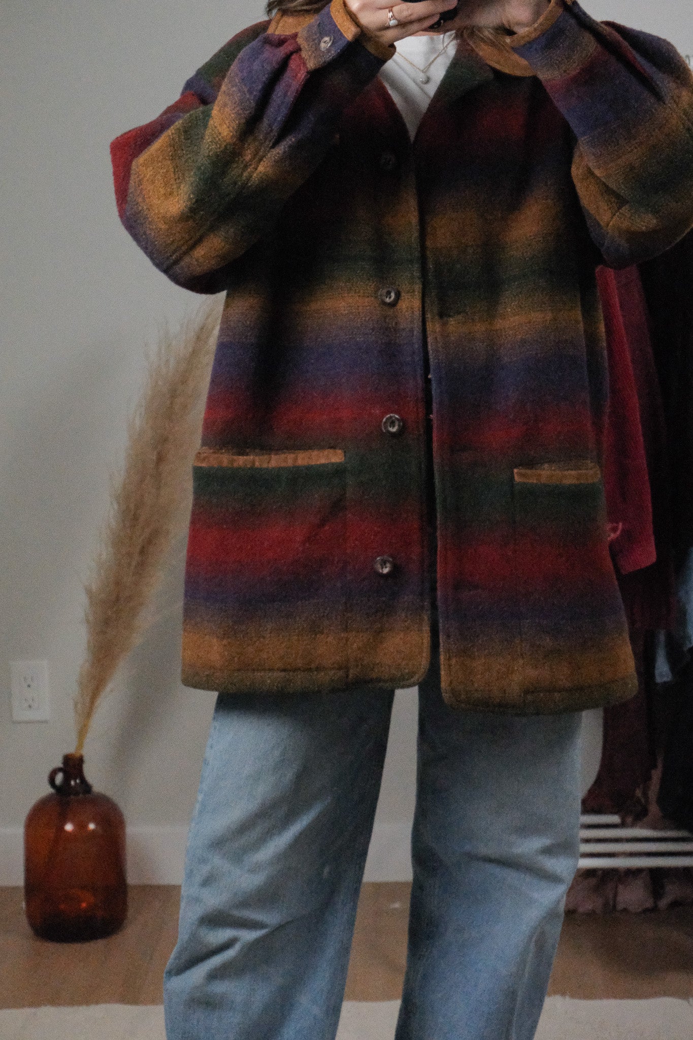 Vintage x 90s Eddie Bauer Wool Blend Multicolour Coat (L)