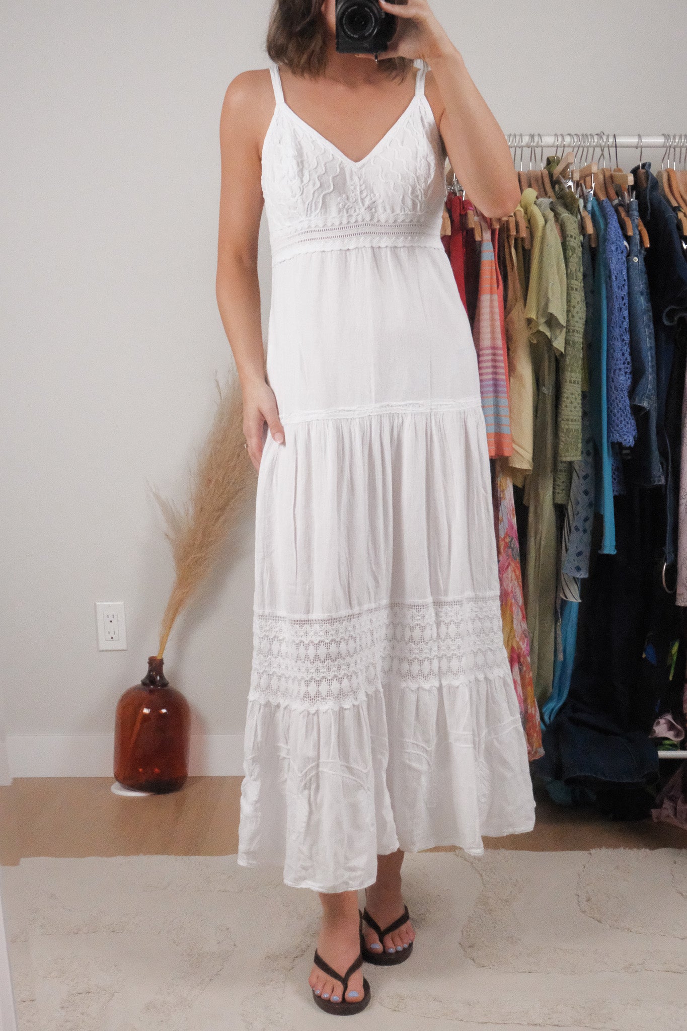 Made in Peru x Vintage x Cotton Textured Maxi Dress (M)